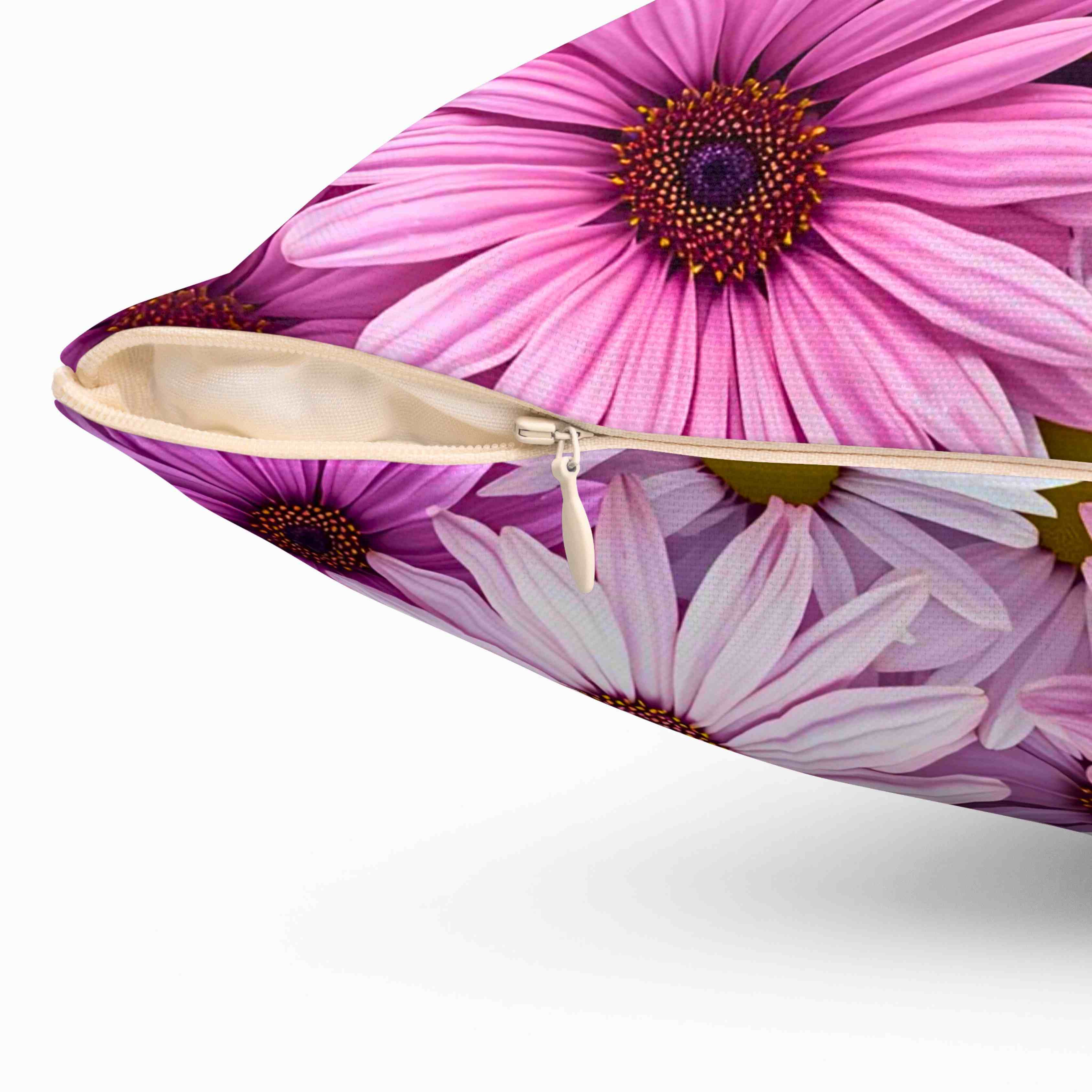 Pink &amp; Lavender Daisy Floral Throw Pillow — Decorative Square Cushion product thumbnail image