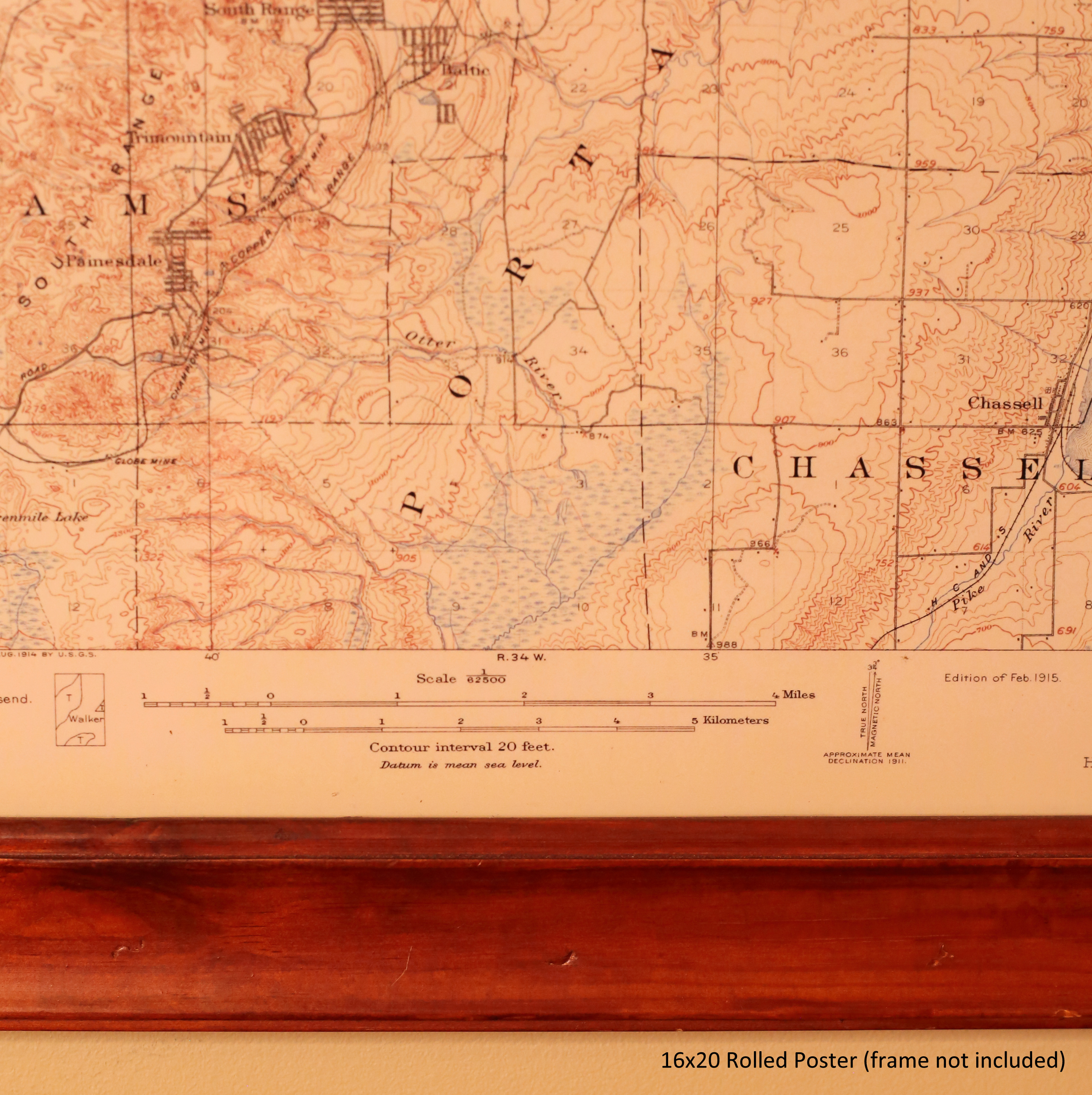 Vintage Map 1915 Houghton Mi Quadrangle USGS Topographic | 16x20 inch Rolled Poster (frame not included) | Wall Art, Nostalgic Decor product thumbnail image Vintage Map 1915 Houghton Mi Quadrangle USGS Topographic | 16x20 inch Rolled Poster (frame not included) | Wall Art, Nostalgic Decor product thumbnail image