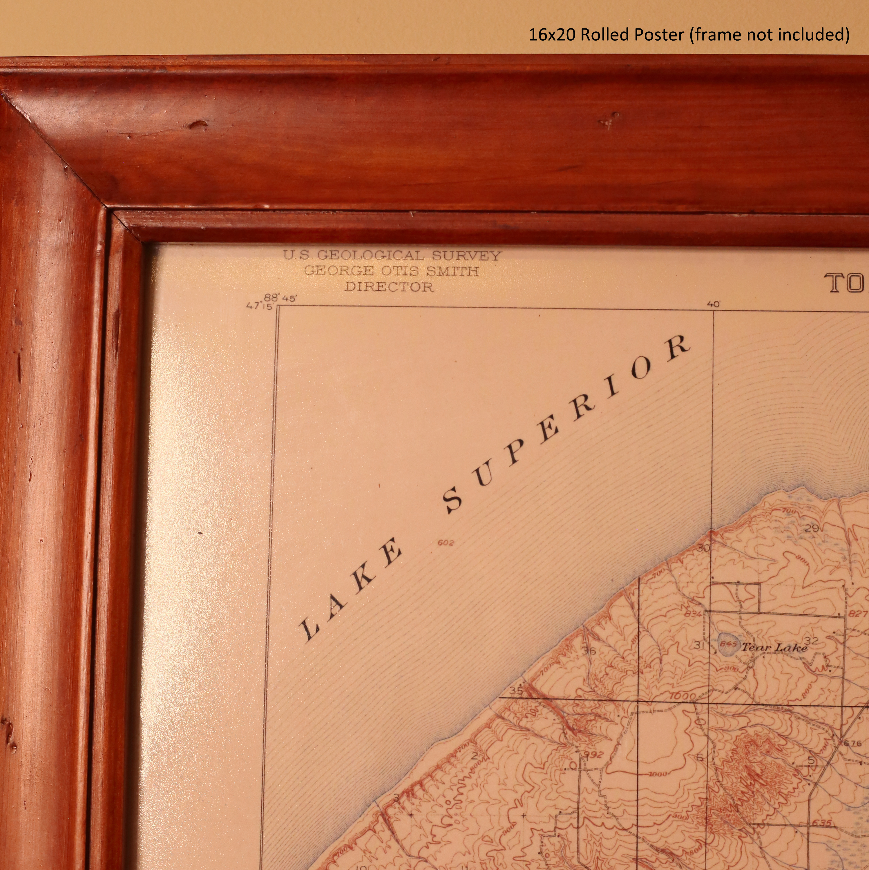 Vintage Map 1915 Houghton Mi Quadrangle USGS Topographic | 16x20 inch Rolled Poster (frame not included) | Wall Art, Nostalgic Decor product thumbnail image