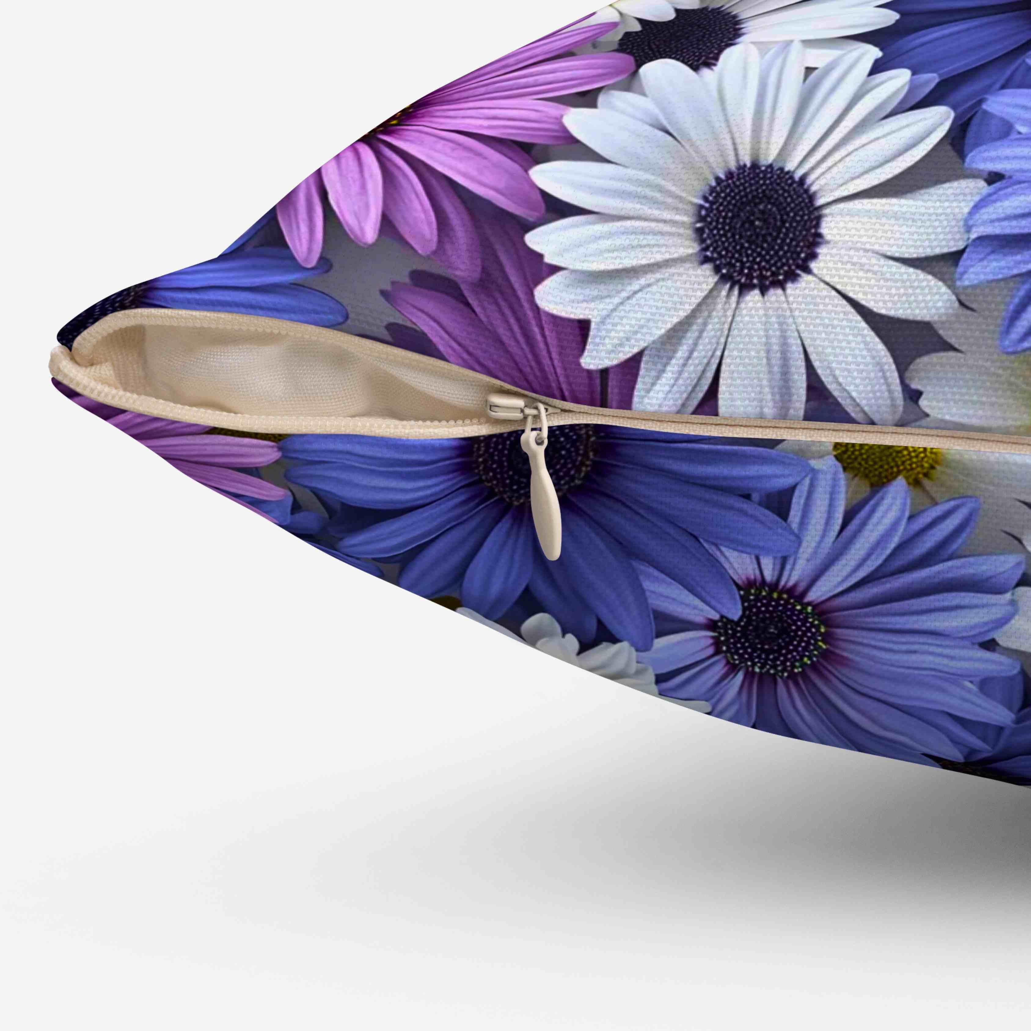 Daisy Bloom Square Pillow — Purple &amp; White Floral Decorative Throw Pillow product thumbnail image