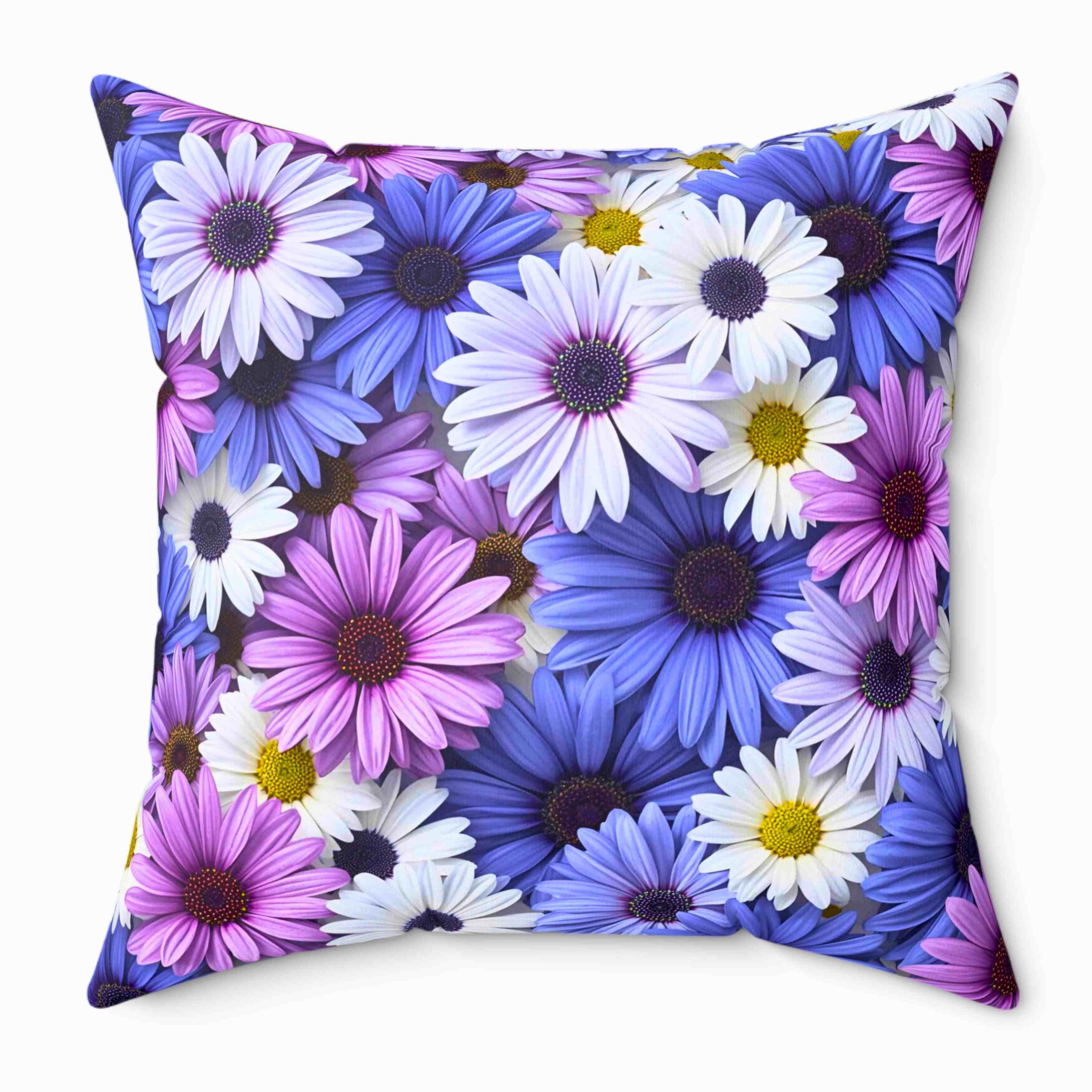 Daisy Bloom Square Pillow — Purple &amp; White Floral Decorative Throw Pillow product thumbnail image