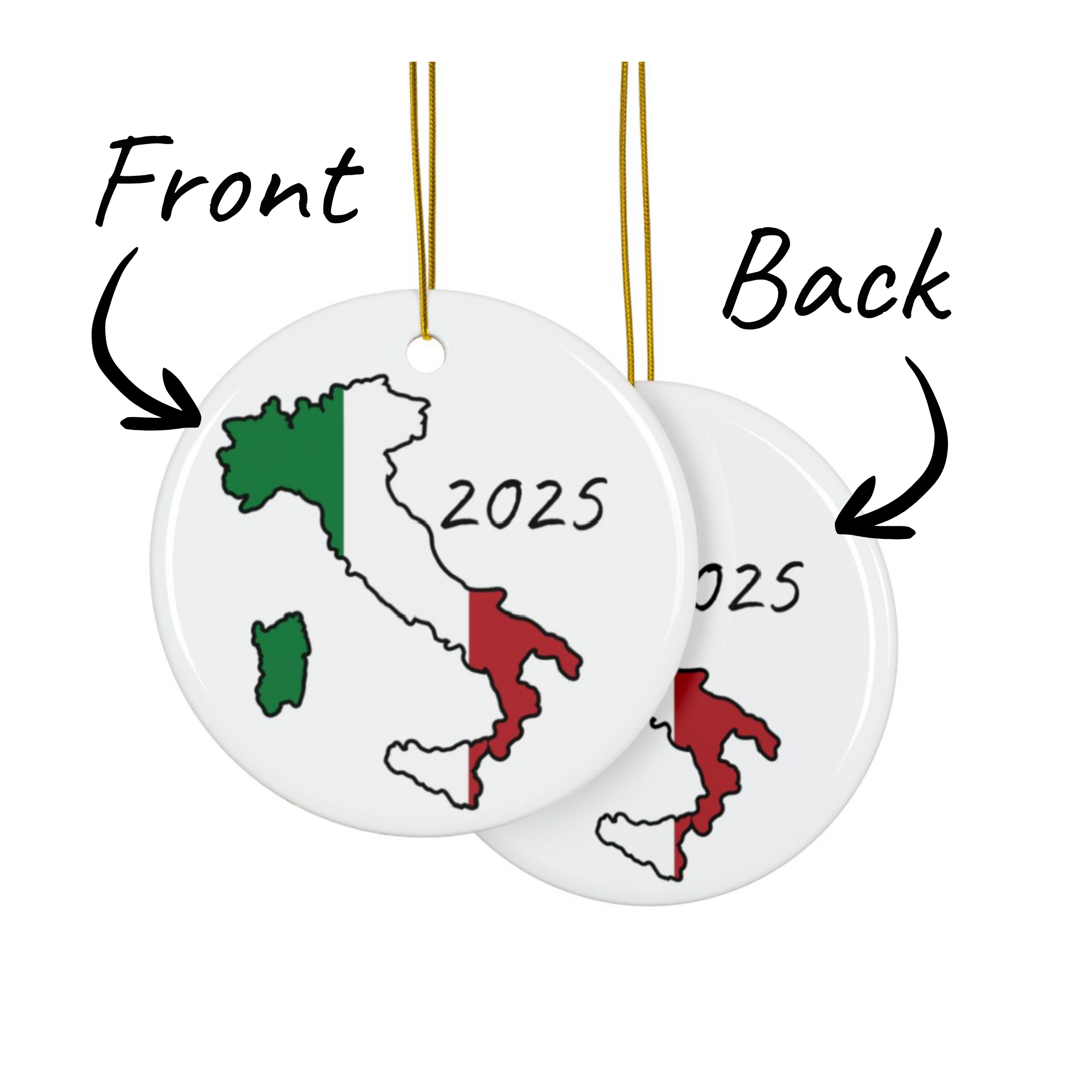 Italy Personalized Ornaments: Circle, Heart, Snowflake product thumbnail image