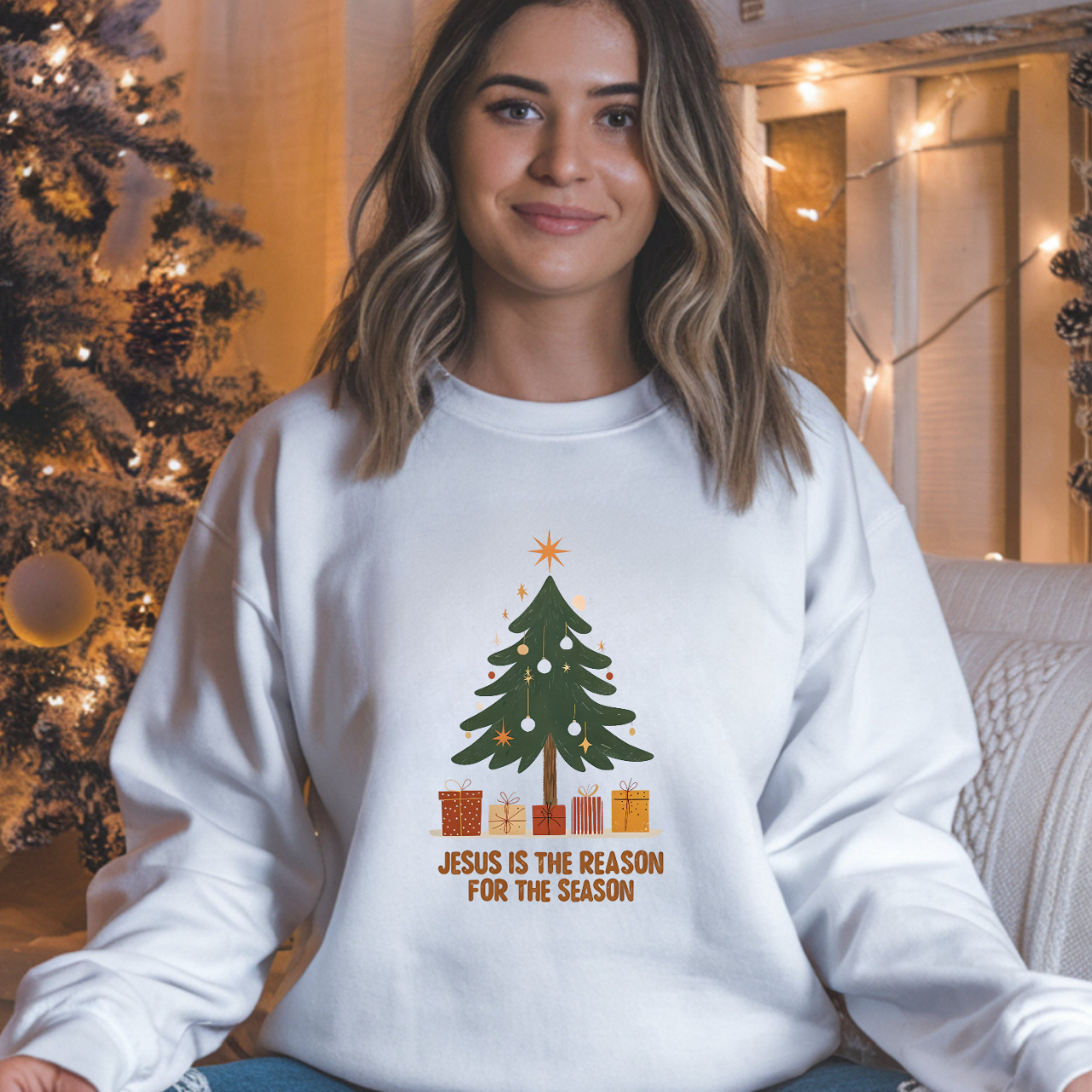 Jesus Is the Reason for the Season Christian Christmas Gildan Unisex Crewneck Sweatshirt product thumbnail image Jesus Is the Reason for the Season Christian Christmas Gildan Unisex Crewneck Sweatshirt product thumbnail image