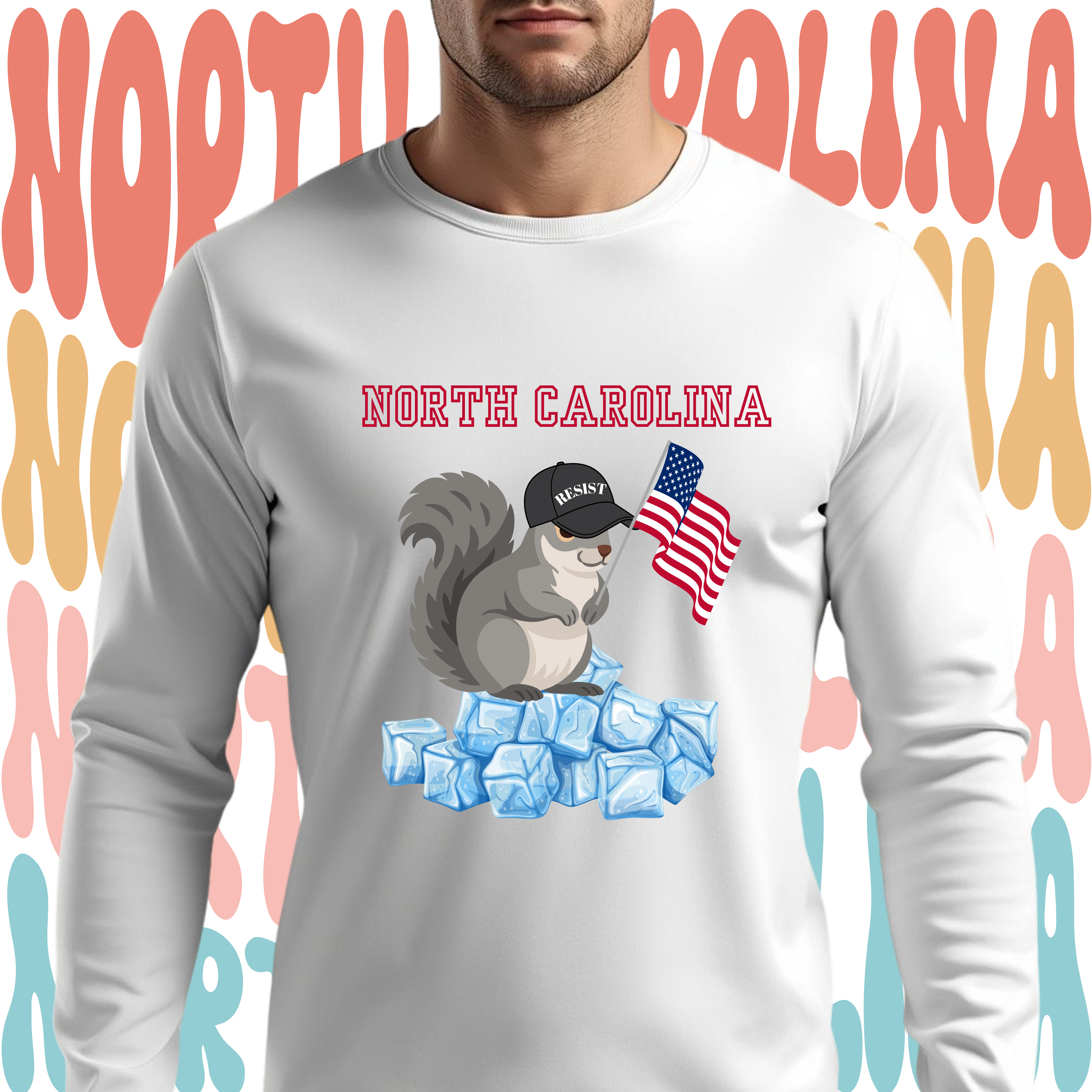 Squirrel on Ice Long Sleeve Tee — Resist Patriotic Graphic product thumbnail image Squirrel on Ice Long Sleeve Tee — Resist Patriotic Graphic product thumbnail image