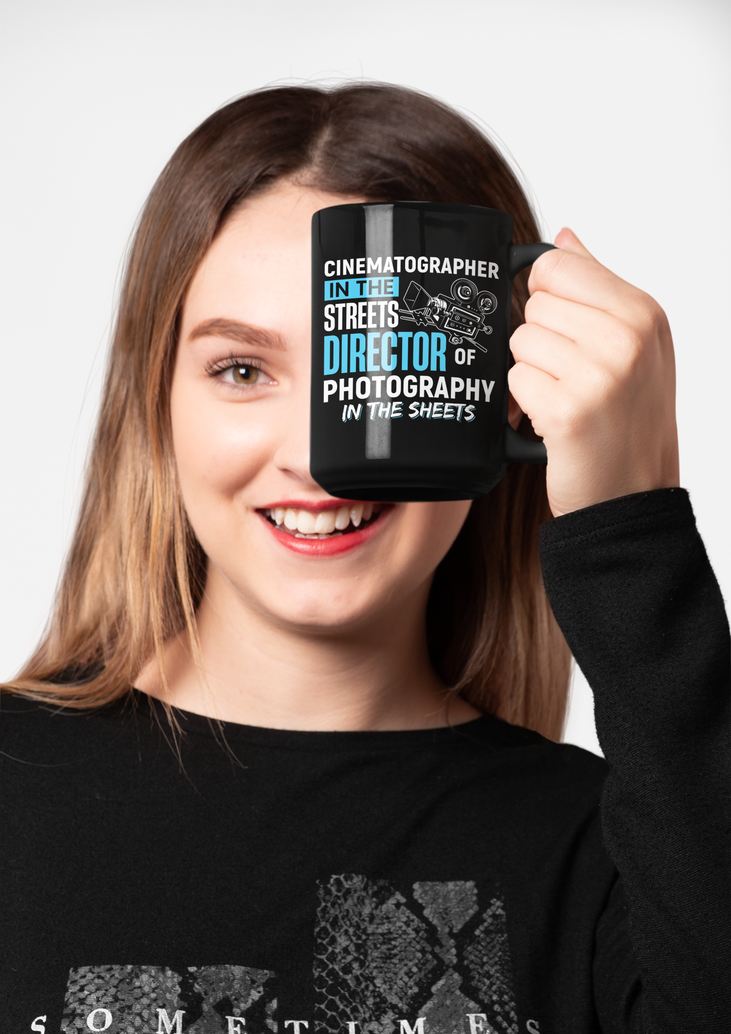 Cinematographer in the Streets DP in the Sheets Black Mug, 15oz product thumbnail image Cinematographer in the Streets DP in the Sheets Black Mug, 15oz product thumbnail image