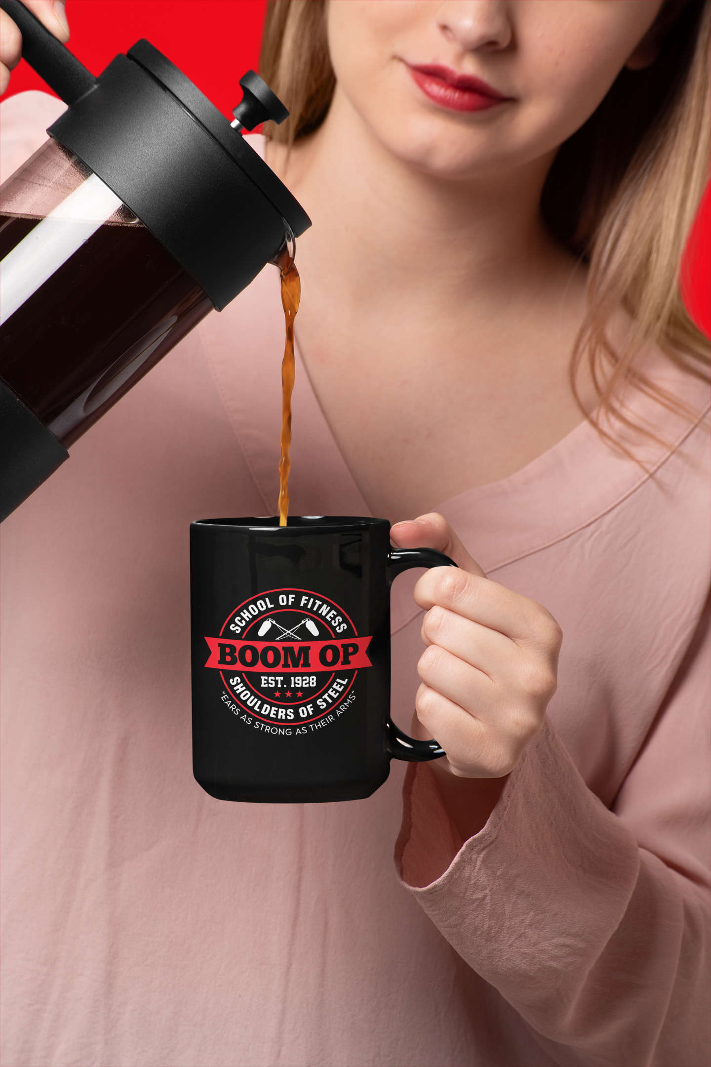 Boom Op School of Fitness Black Mug, 15oz product thumbnail image