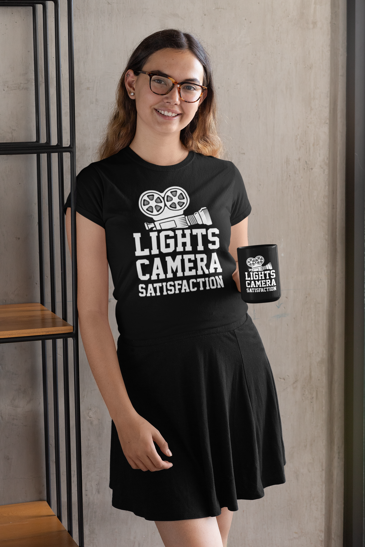 Lights Camera Action Vintage Black Mug, 15oz product thumbnail image Lights Camera Action Vintage Black Mug, 15oz product thumbnail image