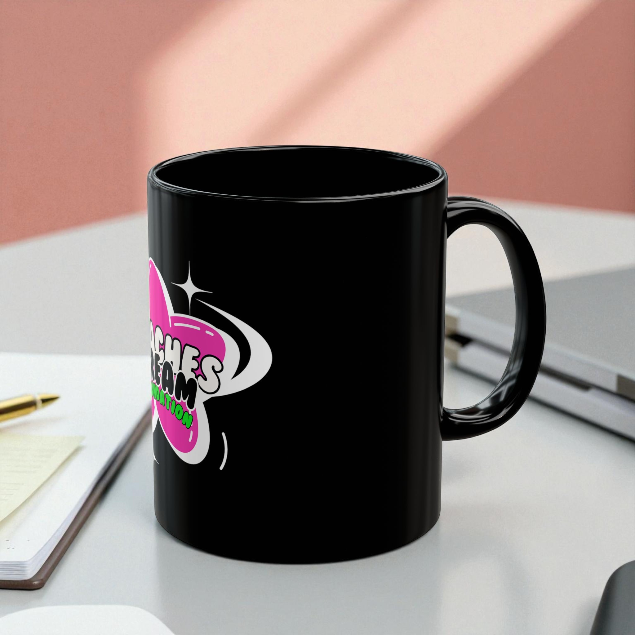 Peaches & Cream Foundation Pink Star Ceramic Mug product thumbnail image Peaches & Cream Foundation Pink Star Ceramic Mug product thumbnail image