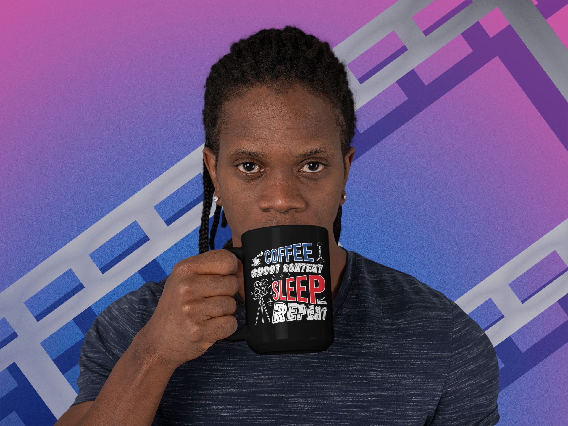 Coffee Shoot Content Sleep Repeat Black Mug, 15oz product thumbnail image