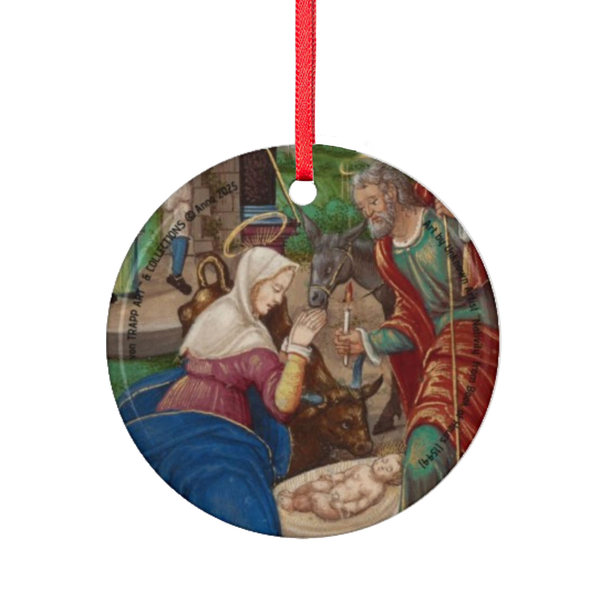 [UK/EU]  Art by Unknown Artist (1544) – Glossy Ceramic Ornament 2-Sided, Nativity II, Silent Night Art Collection. This item supports the arts and cultural heritage. product thumbnail image