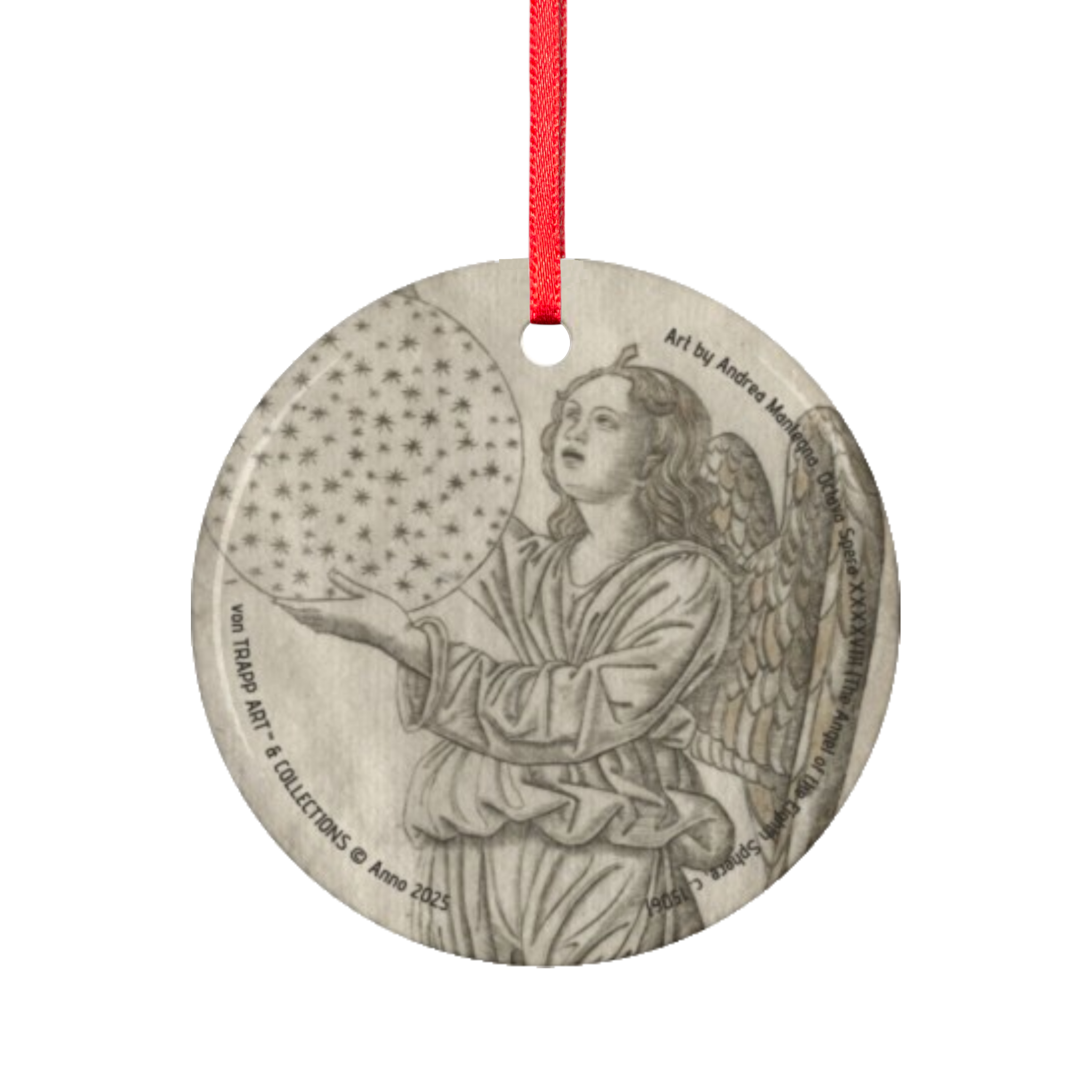 [UK/EU] Art by Andrea Mantegna (c. 1506) – Glossy Ceramic Ornament 2-Sided Print, Angel with Universe, Silent Night Art Collection. This item supports the arts and cultural heritage. product thumbnail image