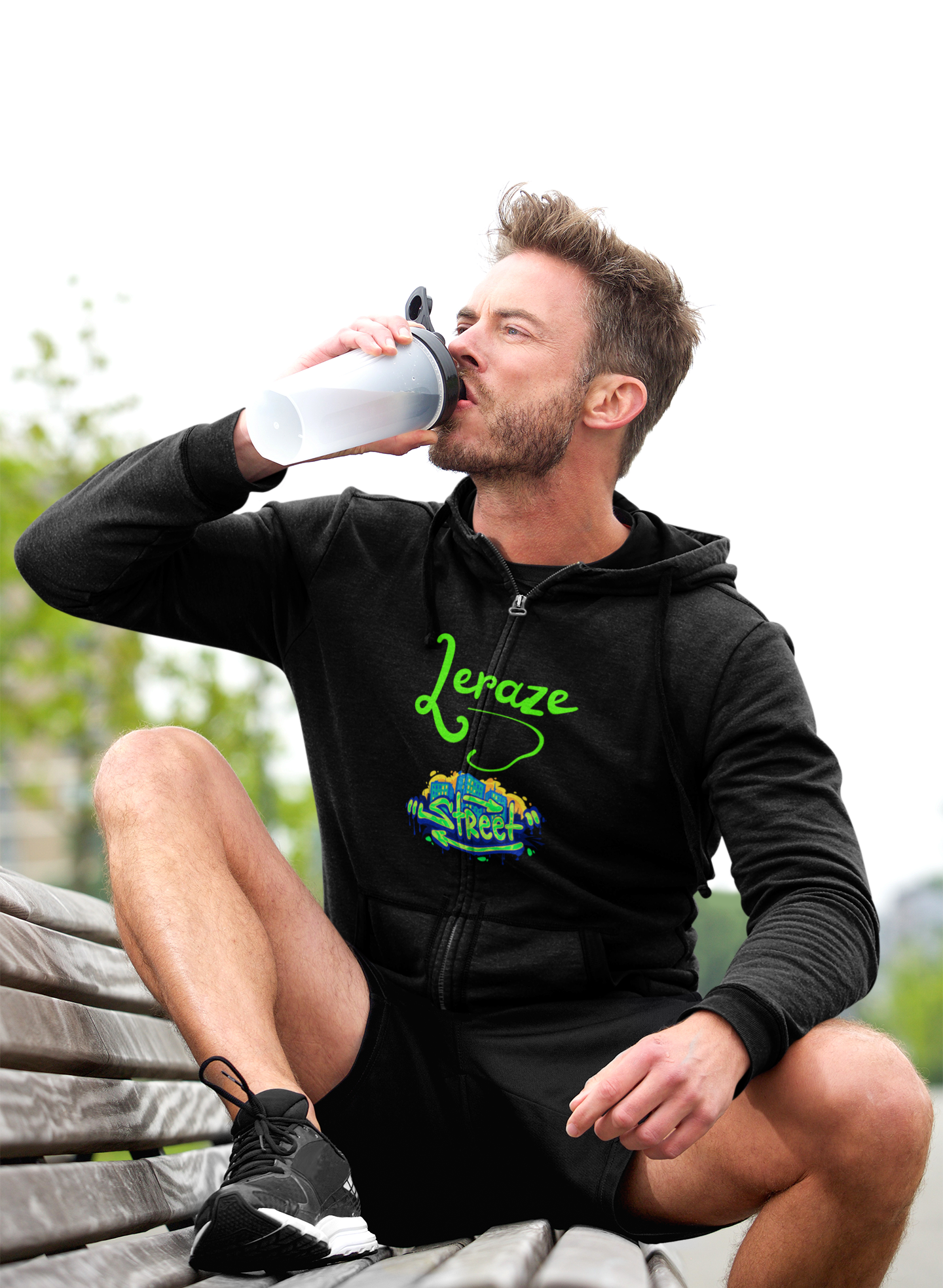 Zip Hoodie — Neon Graffiti "Never Stop" Streetwear Zip Hoodie — Neon Graffiti "Never Stop" Streetwear