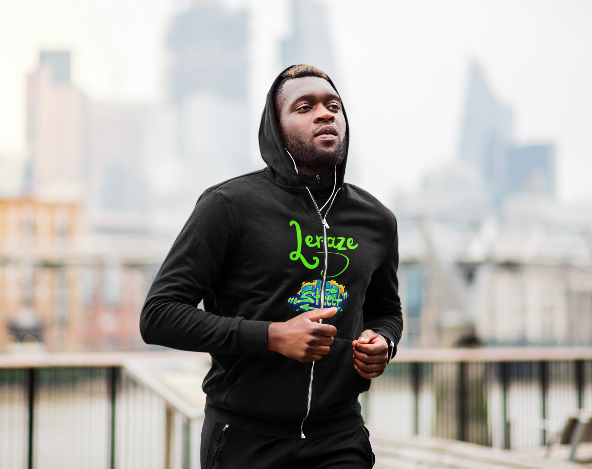 Zip Hoodie — Neon Graffiti "Never Stop" Streetwear product thumbnail image