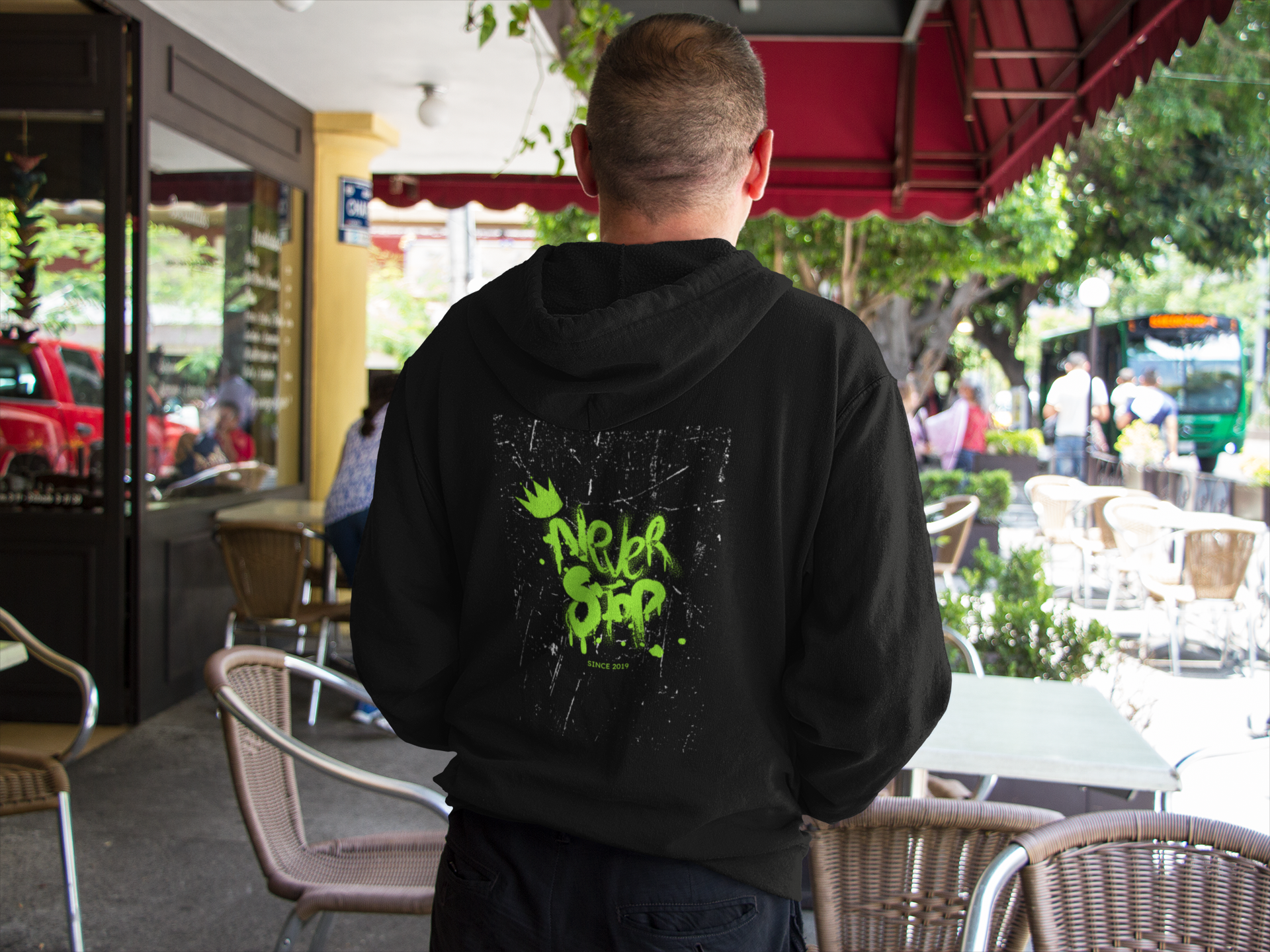 Neon Graffiti "Never Stop" Zip Hoodie — Leraze Limited Edition product thumbnail image Neon Graffiti "Never Stop" Zip Hoodie — Leraze Limited Edition product thumbnail image