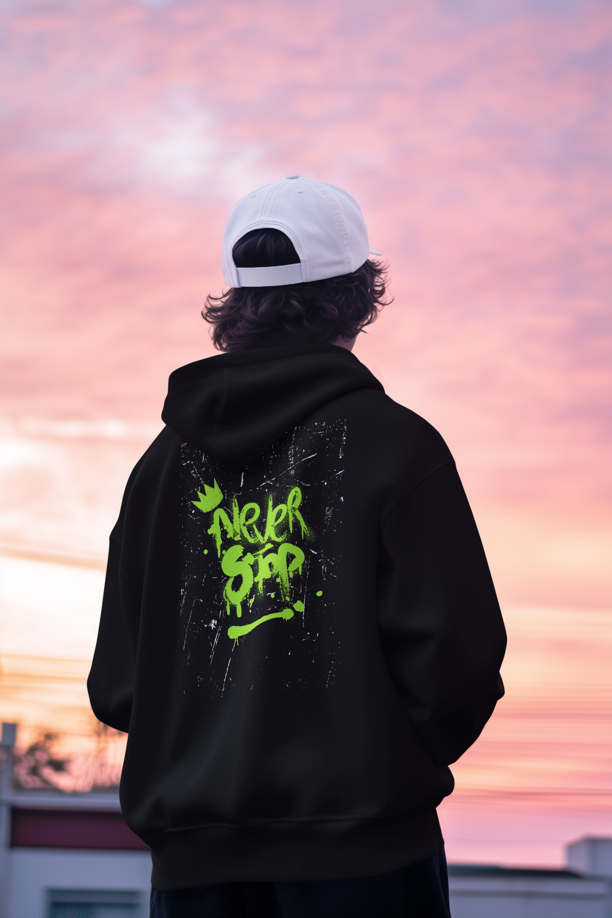 Neon Graffiti "Never Stop" Zip Hoodie — Leraze Limited Edition product thumbnail image Neon Graffiti "Never Stop" Zip Hoodie — Leraze Limited Edition product thumbnail image