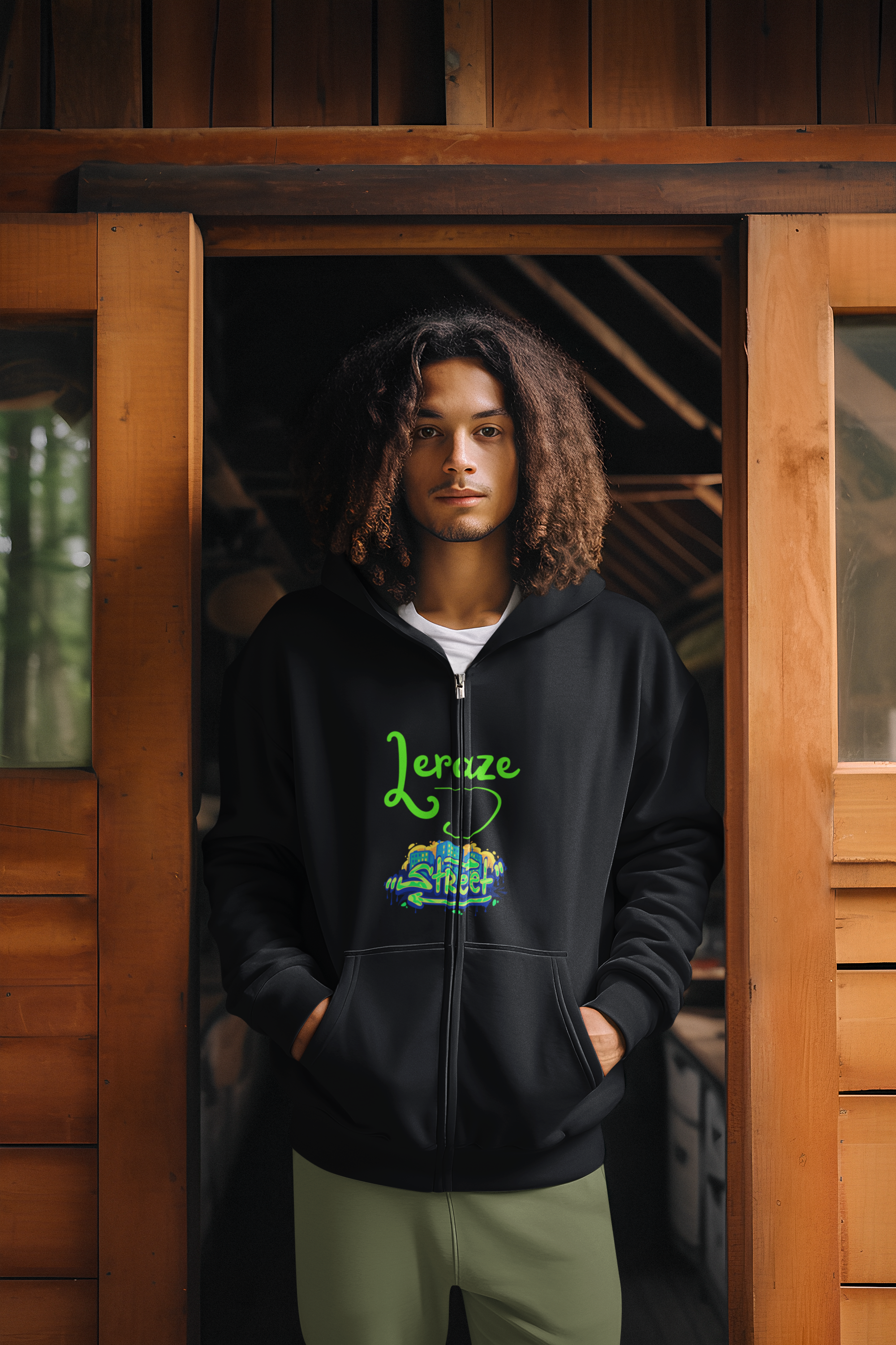 Zip Hoodie — Neon Graffiti "Never Stop" Streetwear product thumbnail image
