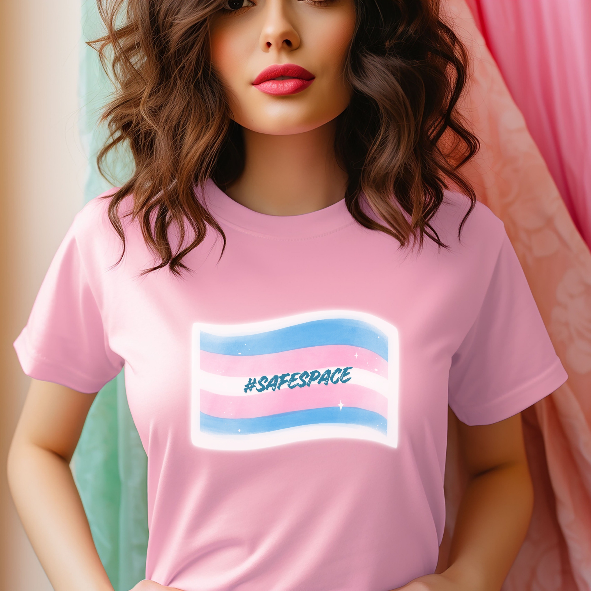 Trans Pride “#SafeSpace” Tee — Soft, Vibrant, and Affirming, Unisex Softstyle T-Shirt product thumbnail image
