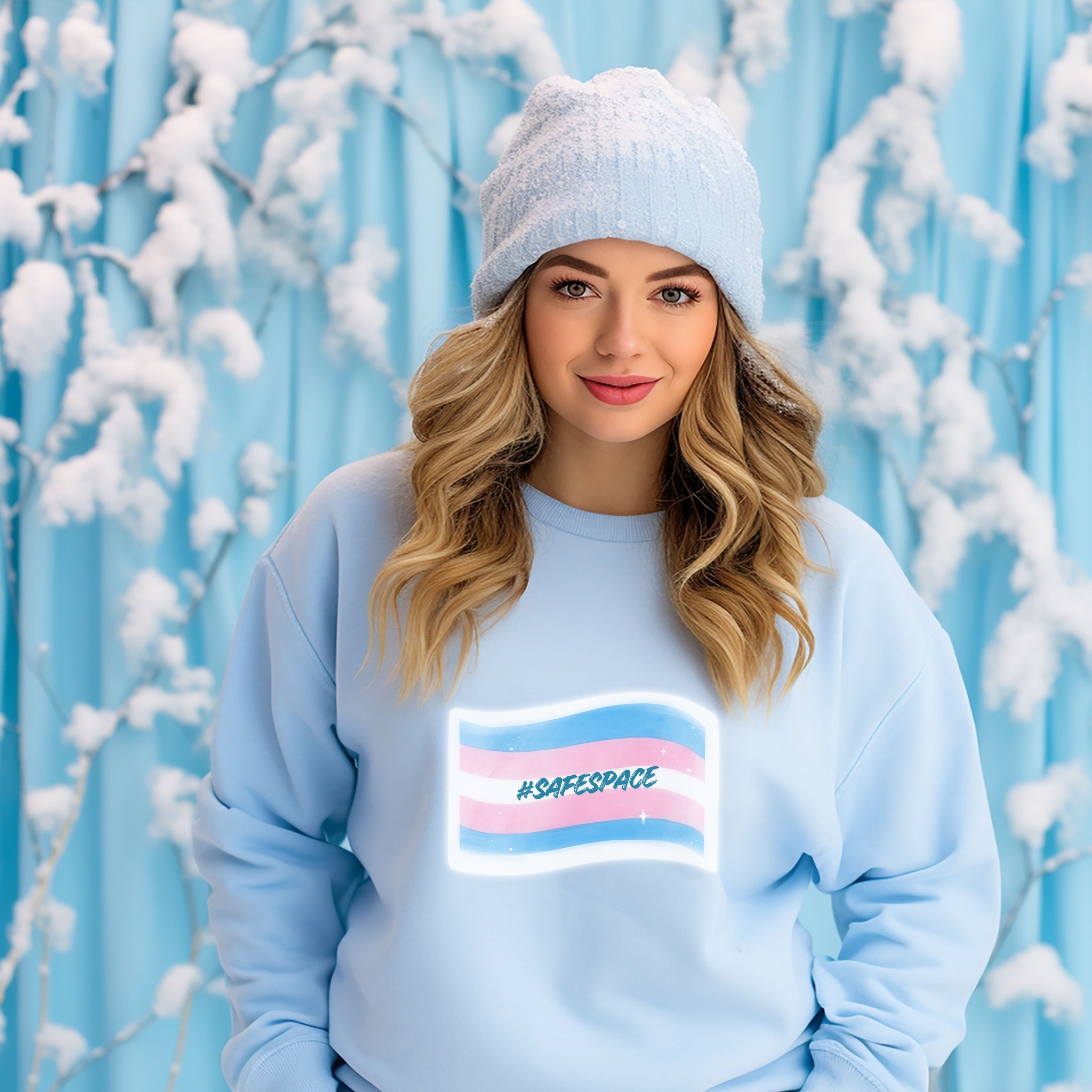 #SafeSpace” Trans Pride Crewneck — Gildan 18000, Unisex Heavy Blend™ Crewneck Sweatshirt