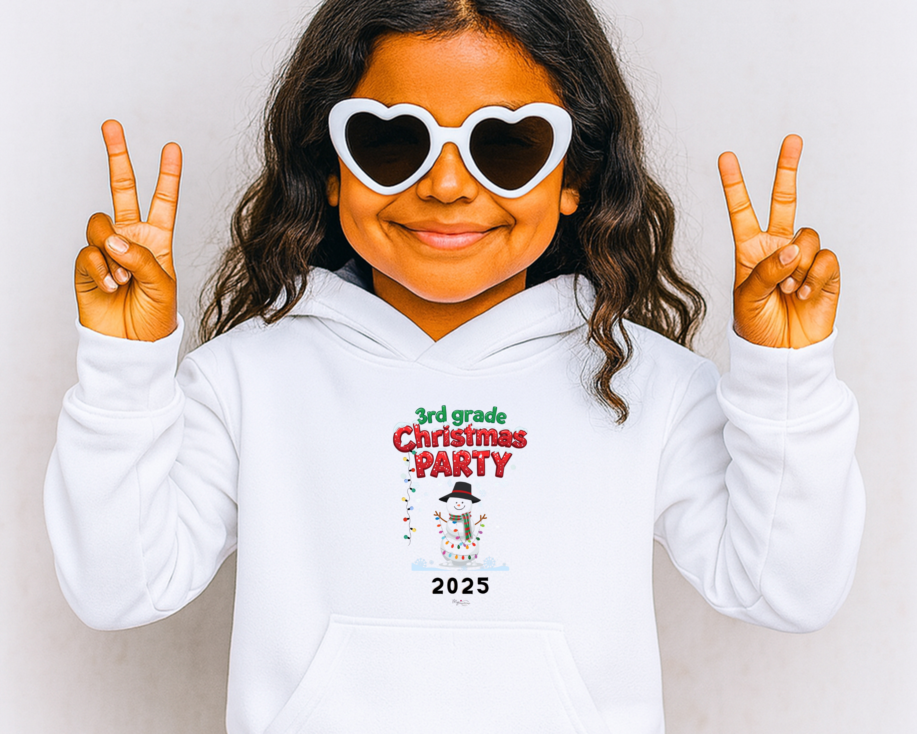 "3rd Grade Christmas Party 2025" Snowman Personalized Kids Christmas Party Hoodie   product thumbnail image