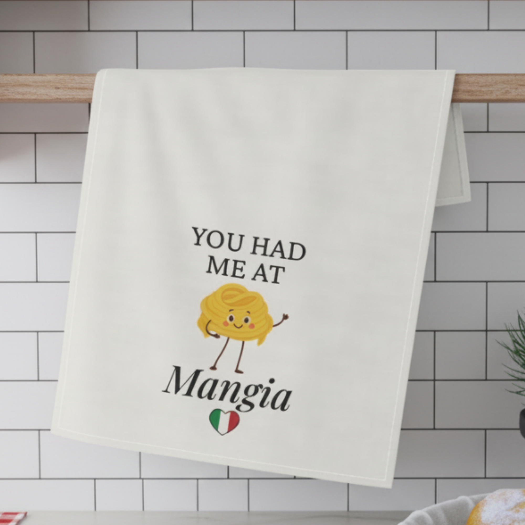 Kitchen Tea Towel - You Had Me at Mangia Dish Towel product thumbnail image