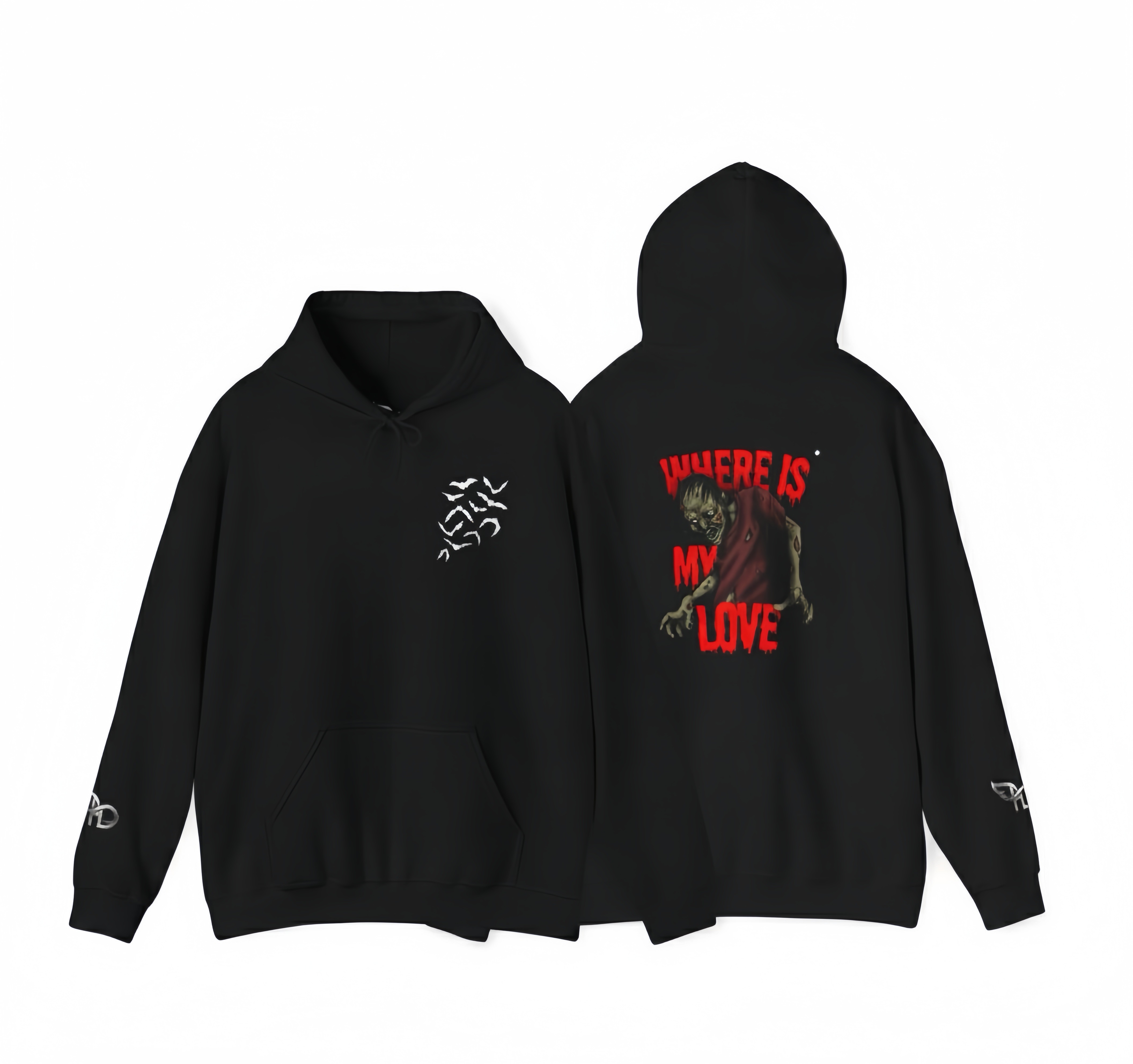 Hoodie — 'Where Is My Love' Horror Zombie Graphic Pullover product thumbnail image Hoodie — 'Where Is My Love' Horror Zombie Graphic Pullover product thumbnail image