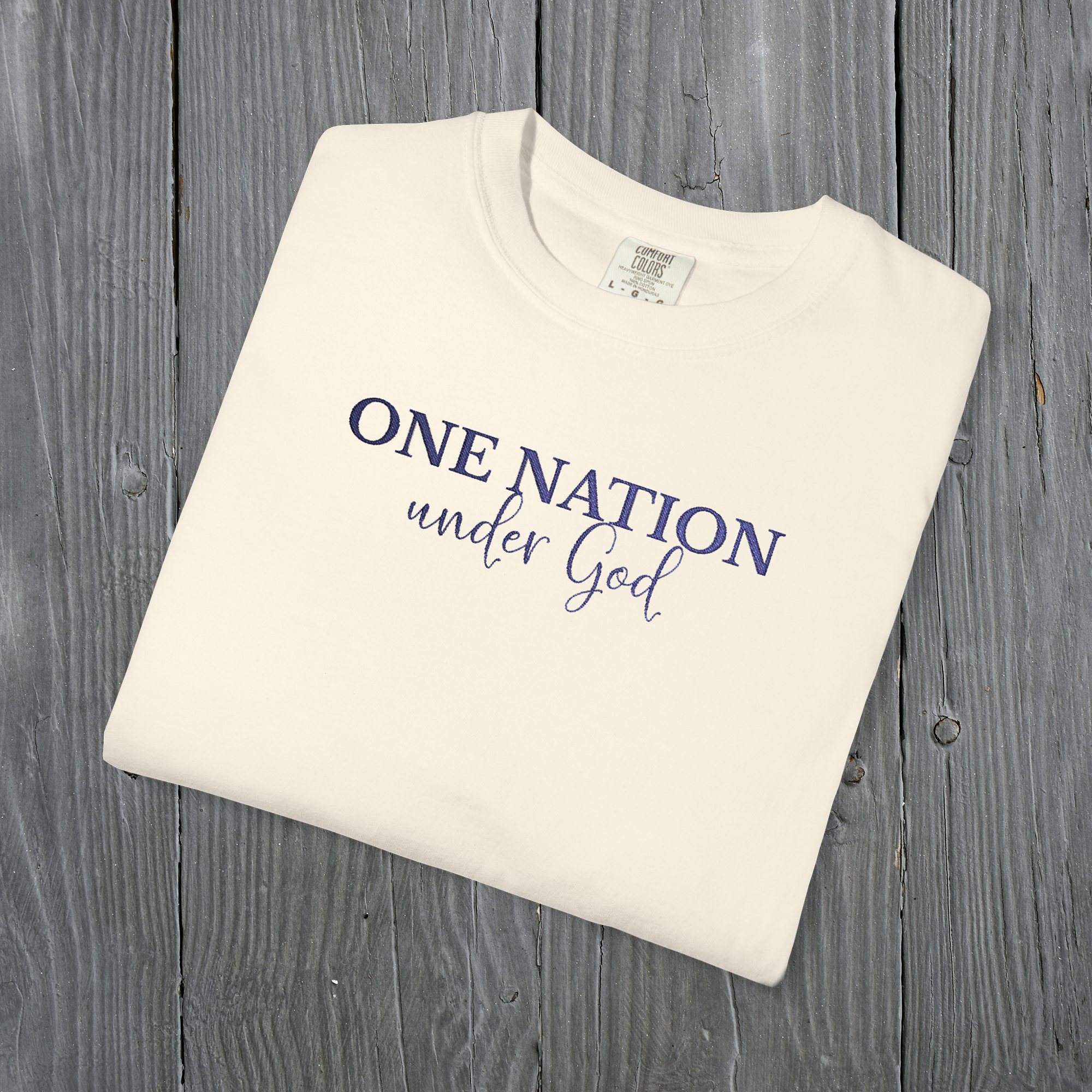One Nation Under God Embroidered T-Shirt | Patriotic Christian tee