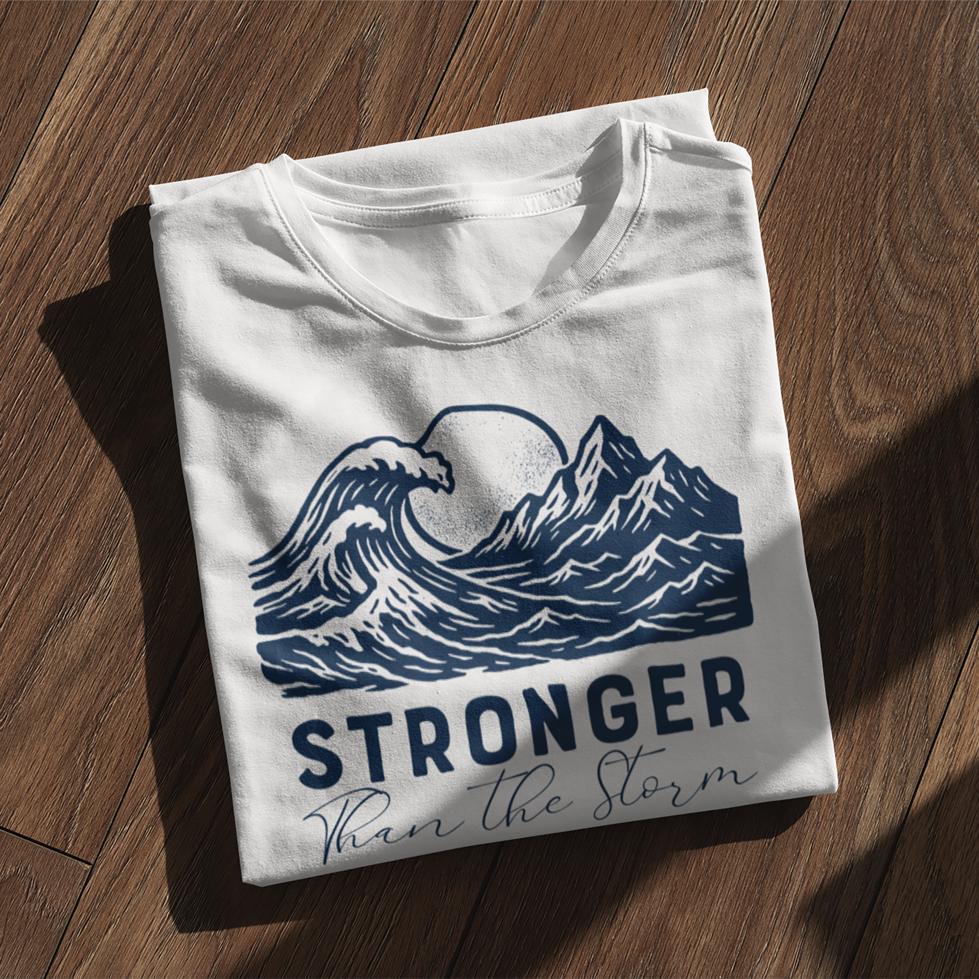 Stronger Than The Storm Christian T-Shirt – Mountain &amp; Wave Faith Tee