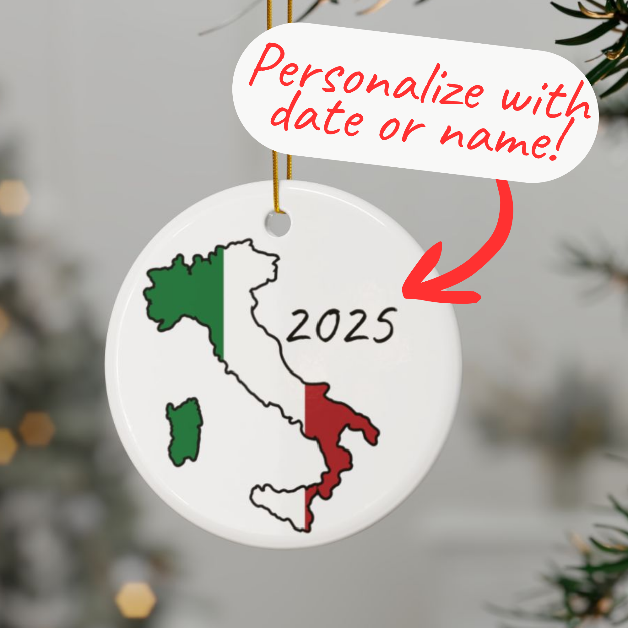 Italy Personalized Ornaments: Circle, Heart, Snowflake product thumbnail image