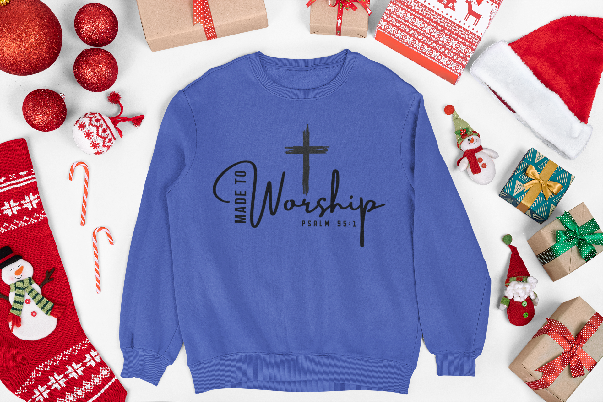 Made to Worship Sweatshirt — Christian Cross Psalm 95 Crewneck product thumbnail image Made to Worship Sweatshirt — Christian Cross Psalm 95 Crewneck product thumbnail image