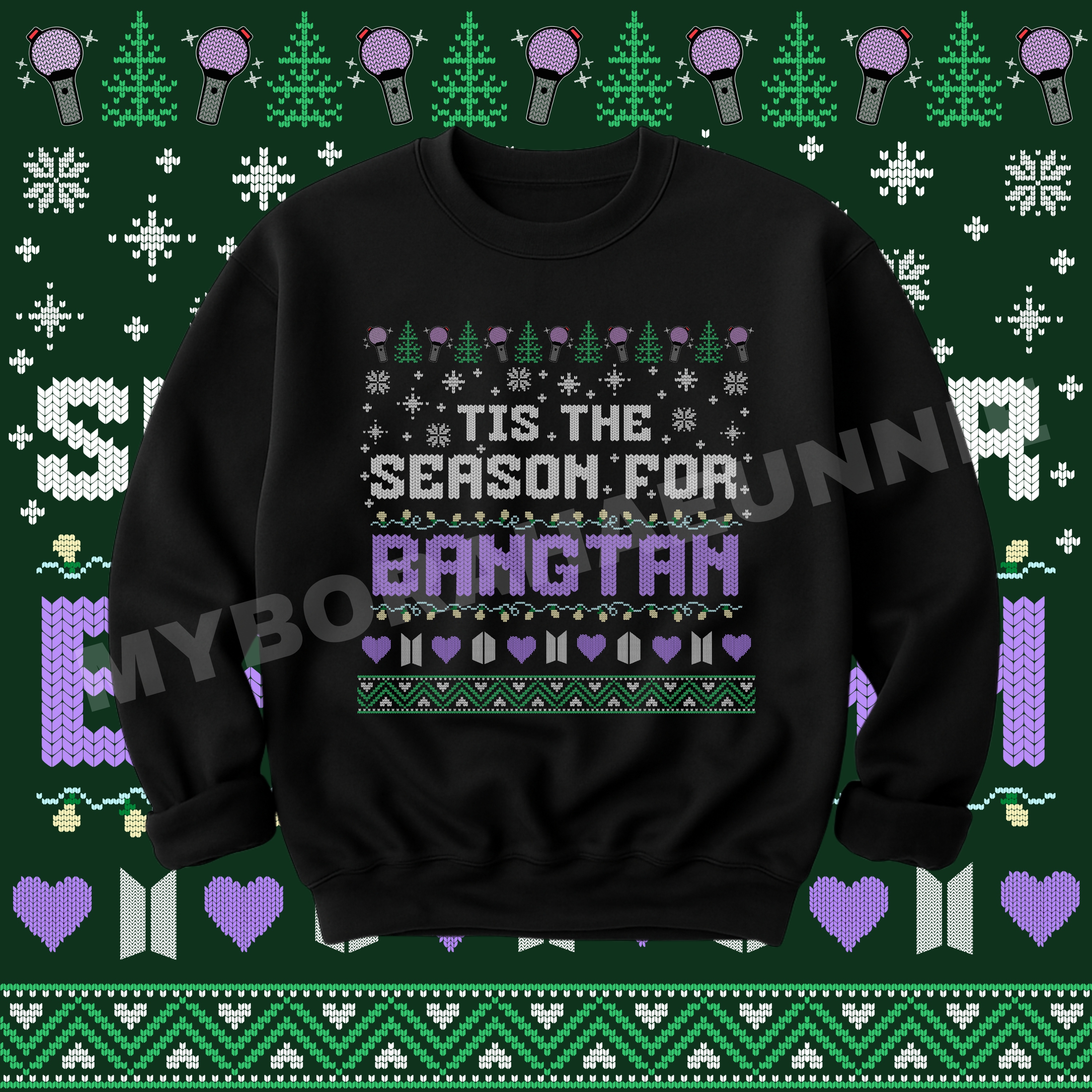 Bangtan Ugly Christmas FAUX knit stitch Unisex Sweatshirt, Designed for ARMY by ARMY