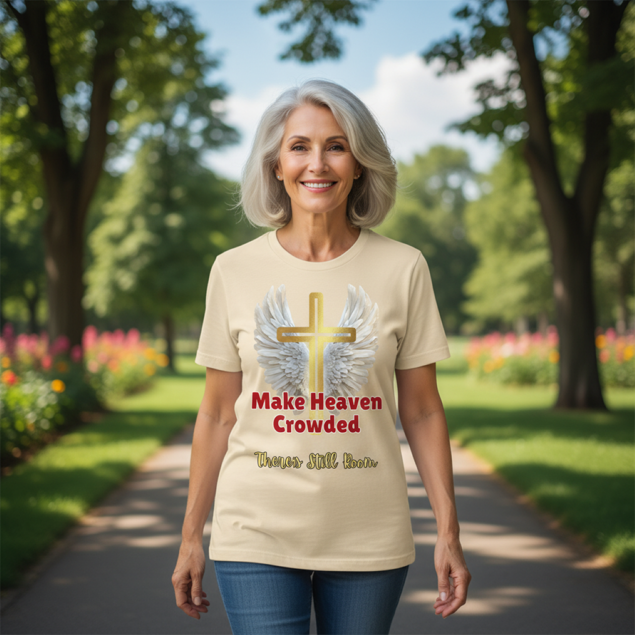 "Make Heaven Crowded-There's Still Room" Christian T-Shirt, Faith Apparel, Gift for Religious Occasions, Unisex Softstyle product thumbnail image "Make Heaven Crowded-There's Still Room" Christian T-Shirt, Faith Apparel, Gift for Religious Occasions, Unisex Softstyle product thumbnail image