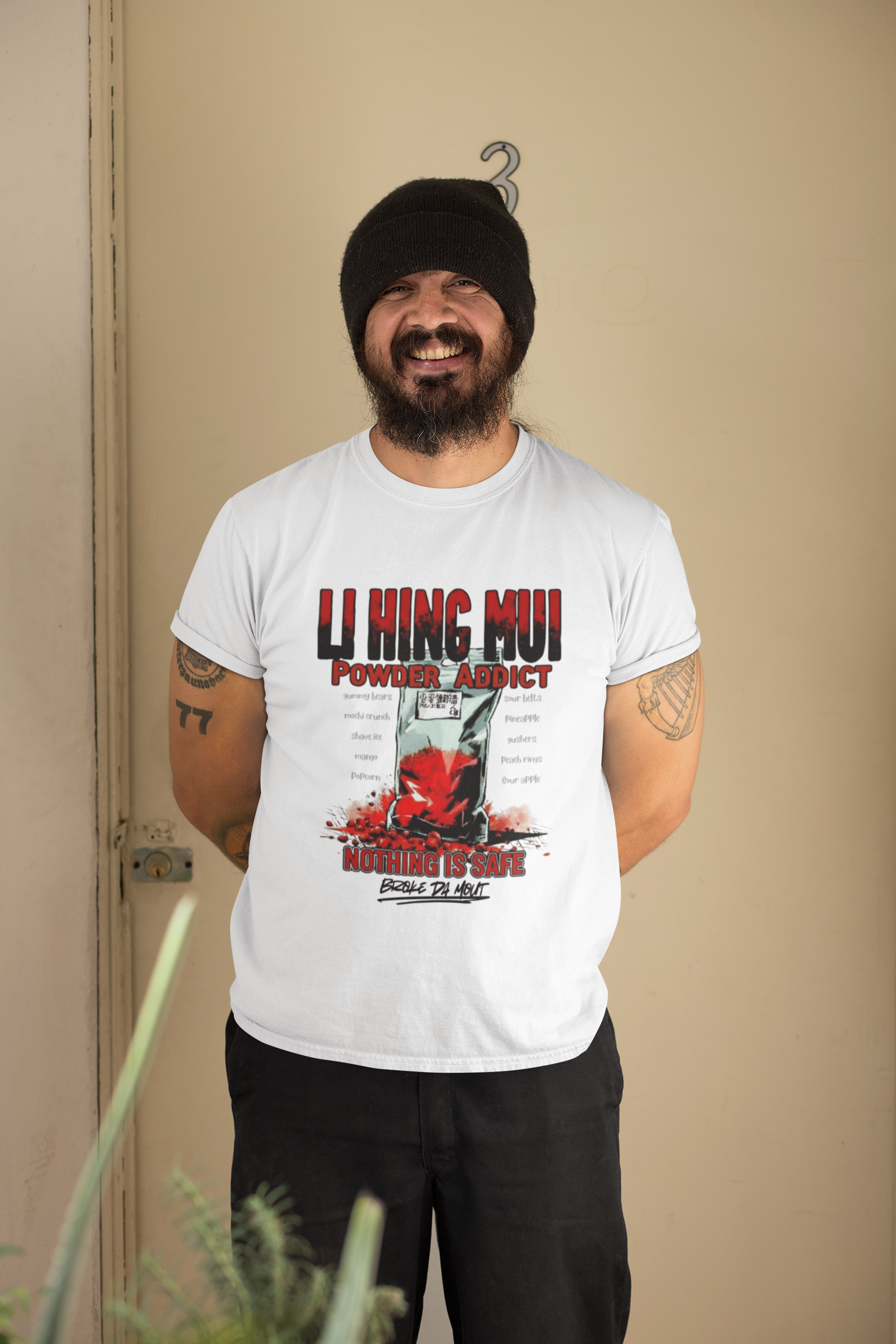  Li Hing Mui Powder Addict Hawaii Pidgin Unisex Tee