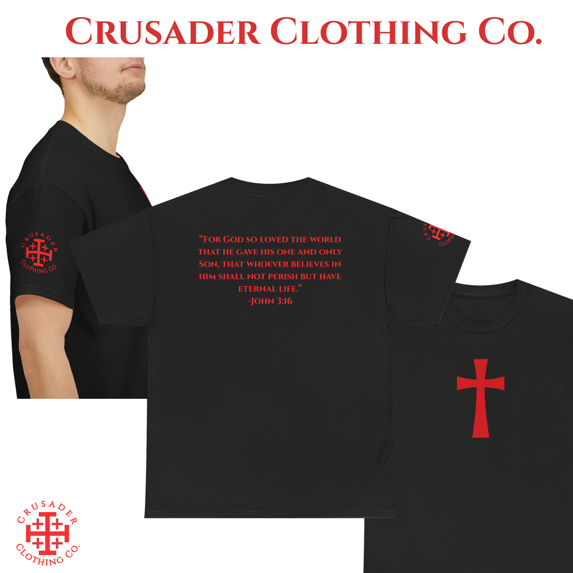 Crusader Cross Tee – John 3:16 Scripture Shirt | Christian Streetwear | Faith Apparel | Crusader Clothing Co. product thumbnail image