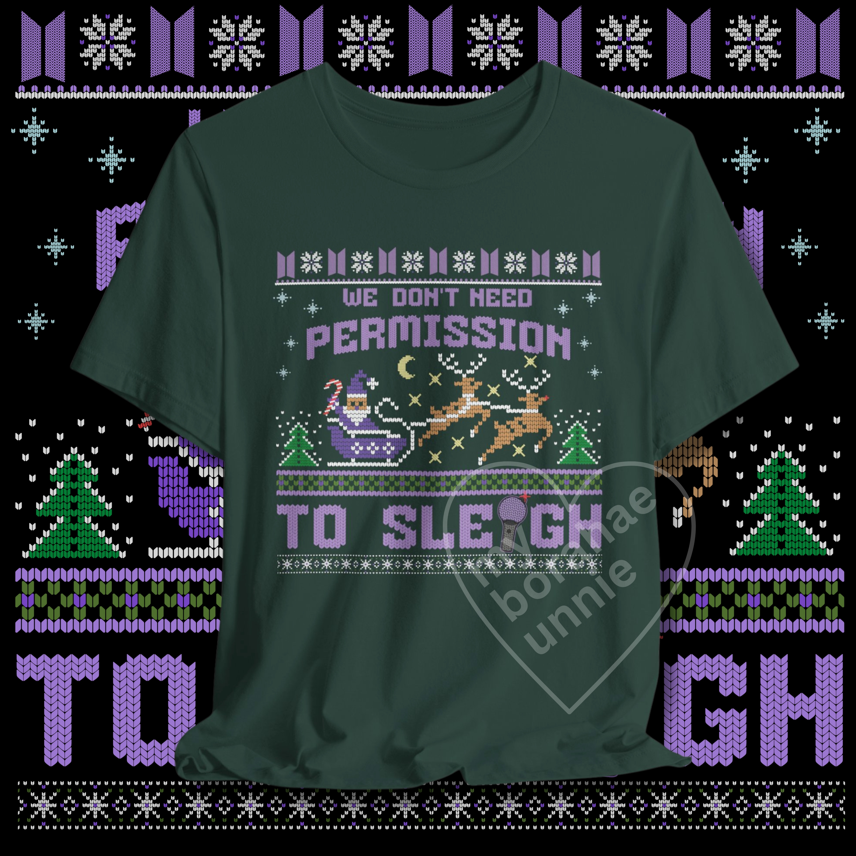 Permission To Sleigh FAUX Ugly Christmas Unisex T-shirt product thumbnail image Permission To Sleigh FAUX Ugly Christmas Unisex T-shirt product thumbnail image