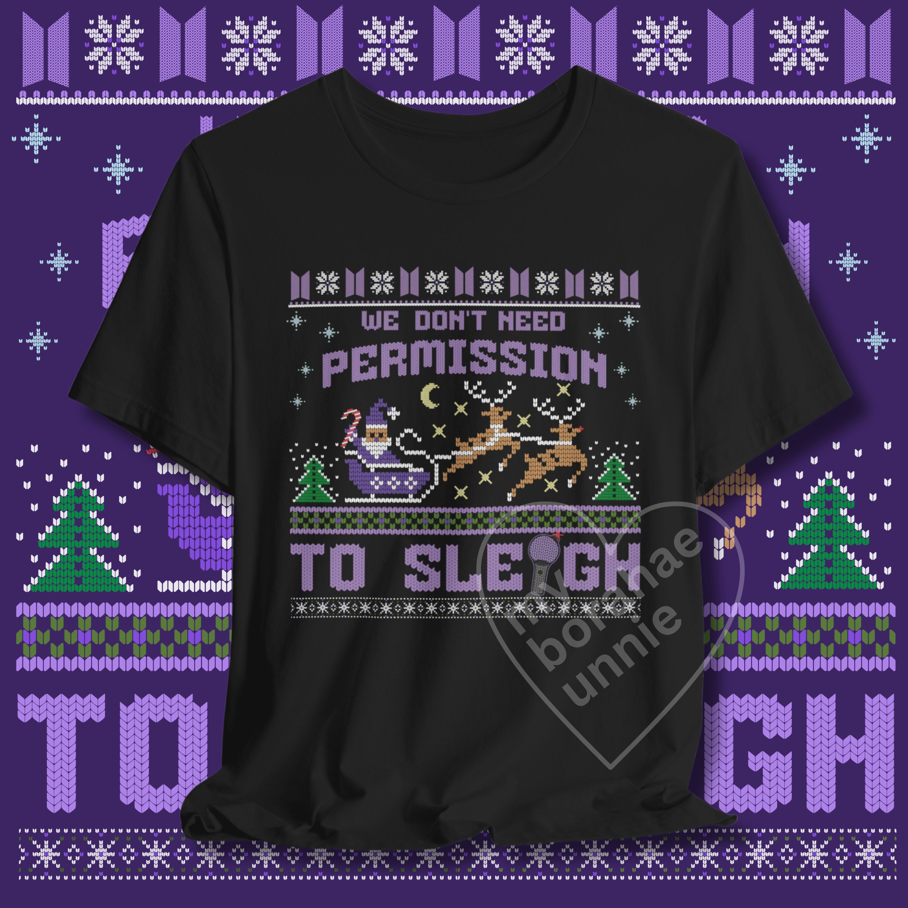 Permission To Sleigh FAUX Ugly Christmas Unisex T-shirt product thumbnail image Permission To Sleigh FAUX Ugly Christmas Unisex T-shirt product thumbnail image