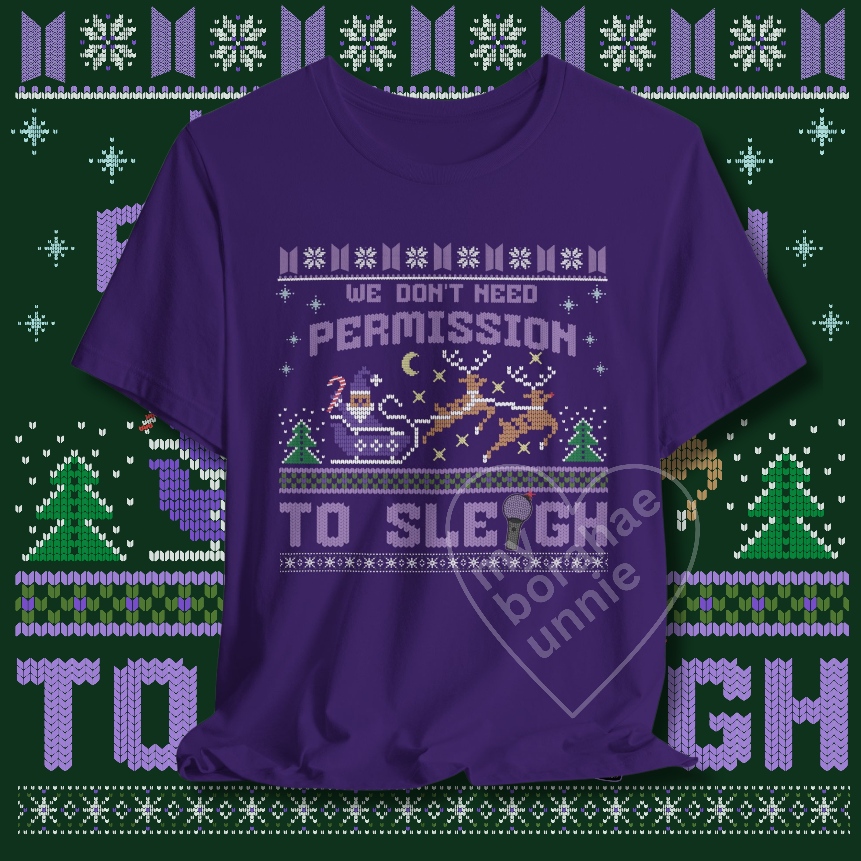 Permission To Sleigh FAUX Ugly Christmas Unisex T-shirt Permission To Sleigh FAUX Ugly Christmas Unisex T-shirt