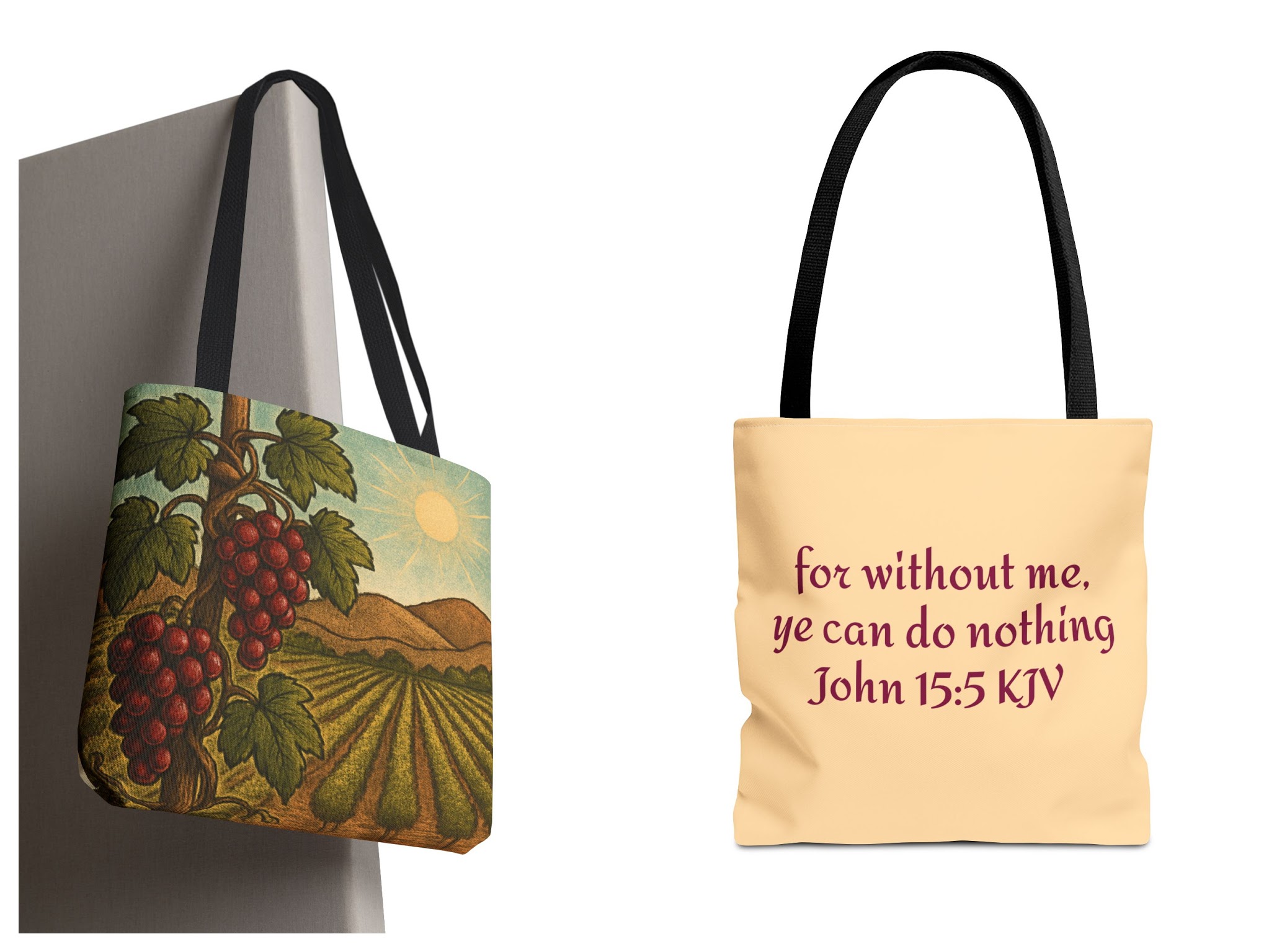 Red Grape Tote with Bible Verse (AOP)