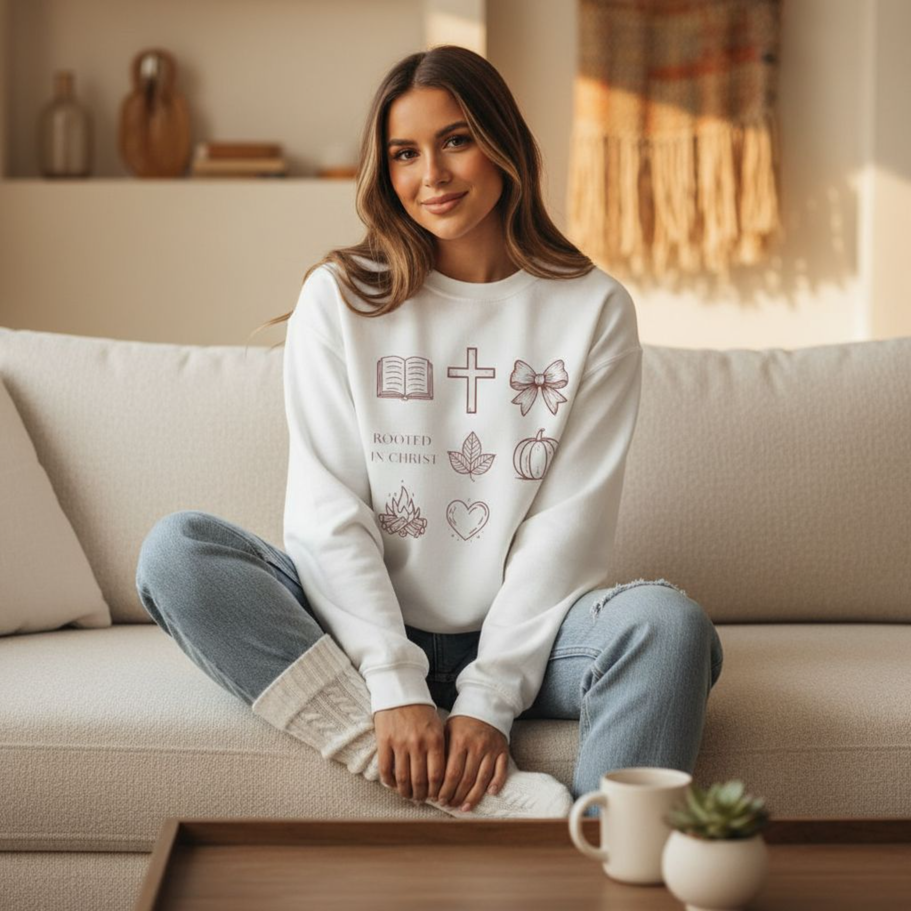 Rooted In Christ Woman Sweatshirt product thumbnail image Rooted In Christ Woman Sweatshirt product thumbnail image