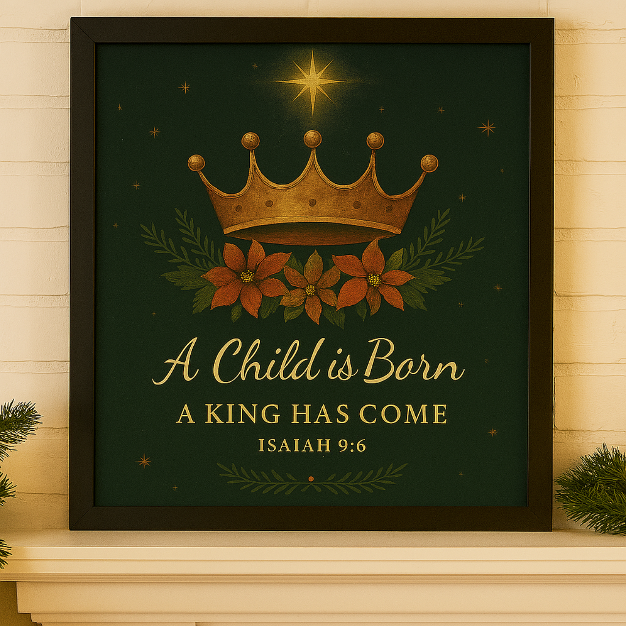 Christmas Crowned Poster – “A Child is born-A King Has Come” | Framed Christian Wall Art with Isaiah 9:6 Christmas Crowned Poster – “A Child is born-A King Has Come” | Framed Christian Wall Art with Isaiah 9:6