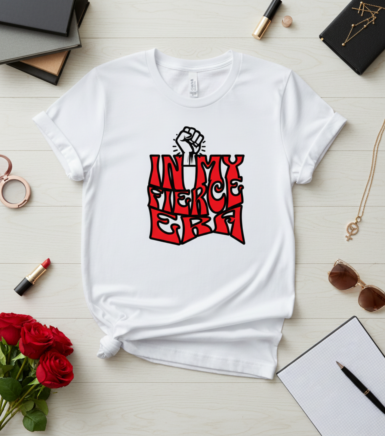 Fierce Girl T-Shirt — 'In My Fierce Era' Graphic Tee with Raised Fist product thumbnail image Fierce Girl T-Shirt — 'In My Fierce Era' Graphic Tee with Raised Fist product thumbnail image