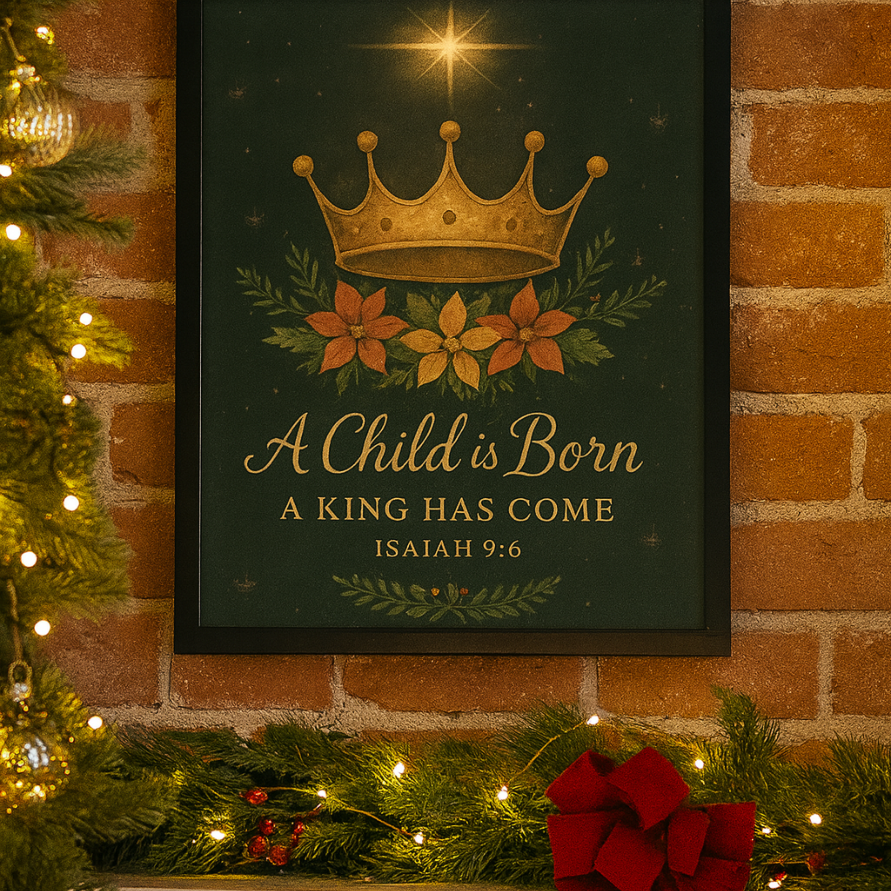 Christmas Crowned Poster – “A Child is born-A King Has Come” | Framed Christian Wall Art with Isaiah 9:6 product thumbnail image Christmas Crowned Poster – “A Child is born-A King Has Come” | Framed Christian Wall Art with Isaiah 9:6 product thumbnail image