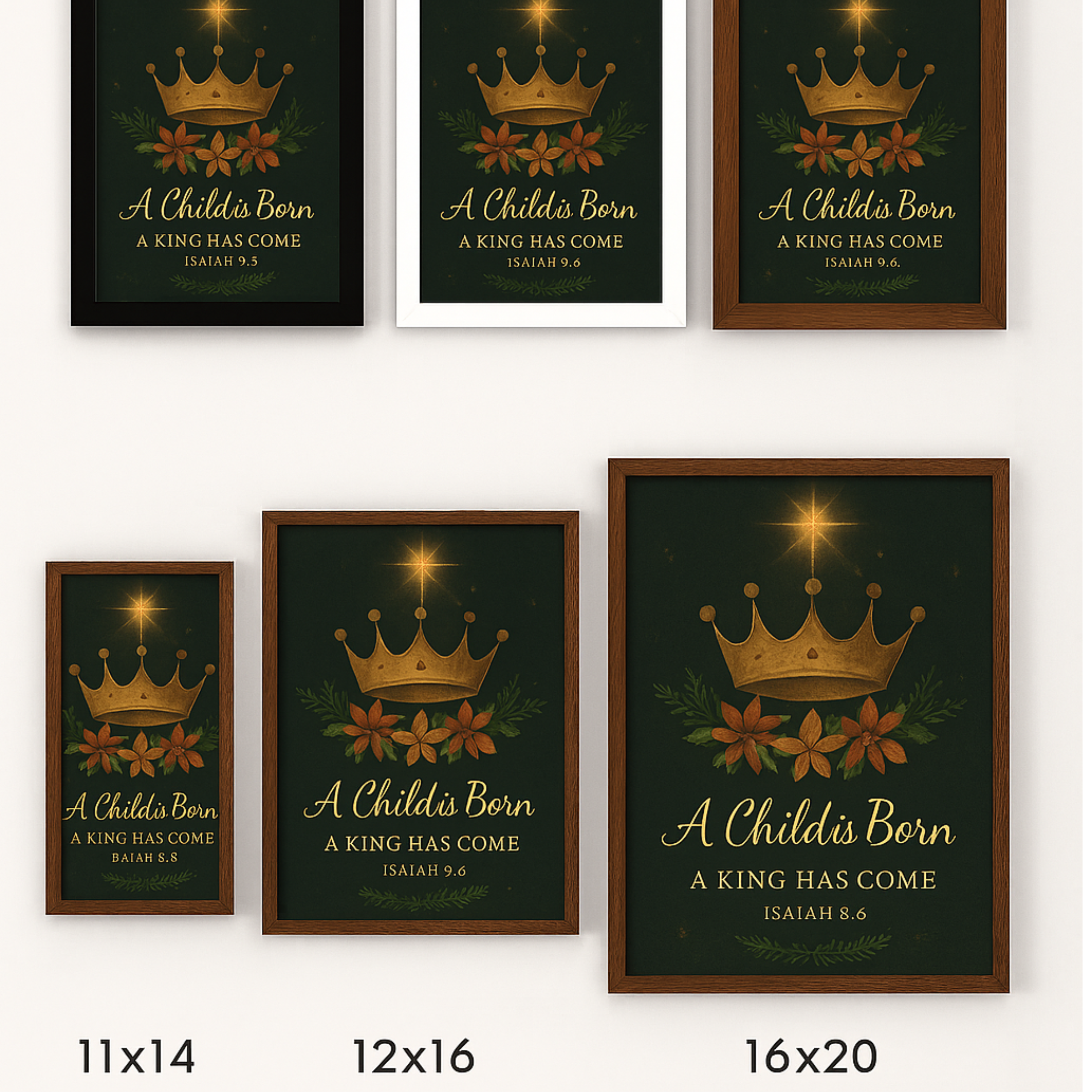 Christmas Crowned Poster – “A Child is born-A King Has Come” | Framed Christian Wall Art with Isaiah 9:6 product thumbnail image Christmas Crowned Poster – “A Child is born-A King Has Come” | Framed Christian Wall Art with Isaiah 9:6 product thumbnail image