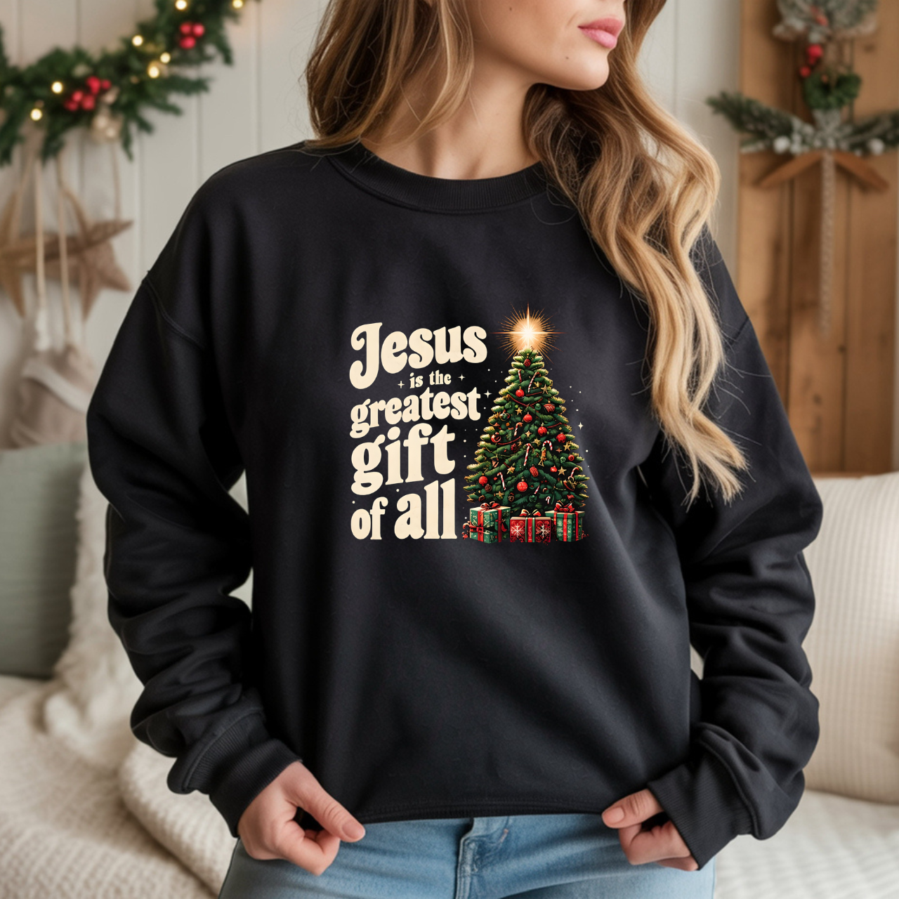 Jesus Is The Greatest Gift Of All Christmas Gildan Sweatshirt | Unisex Crewneck| Christian Gift 
