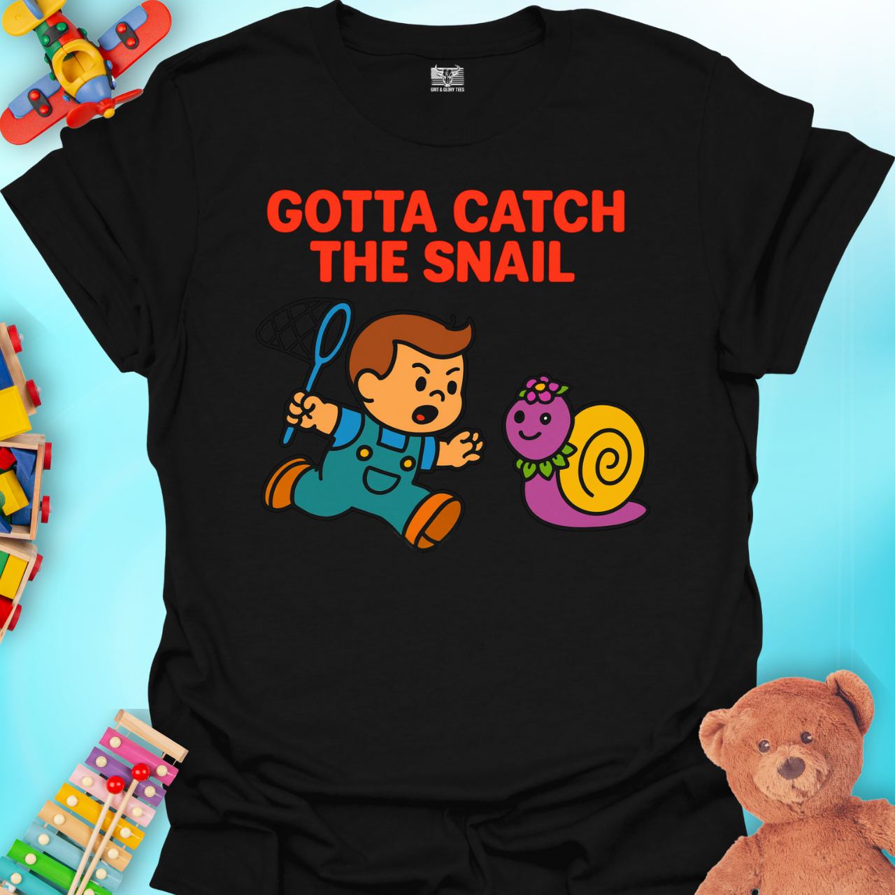 Gotta Catch The Snail T-shirt product thumbnail image Gotta Catch The Snail T-shirt product thumbnail image