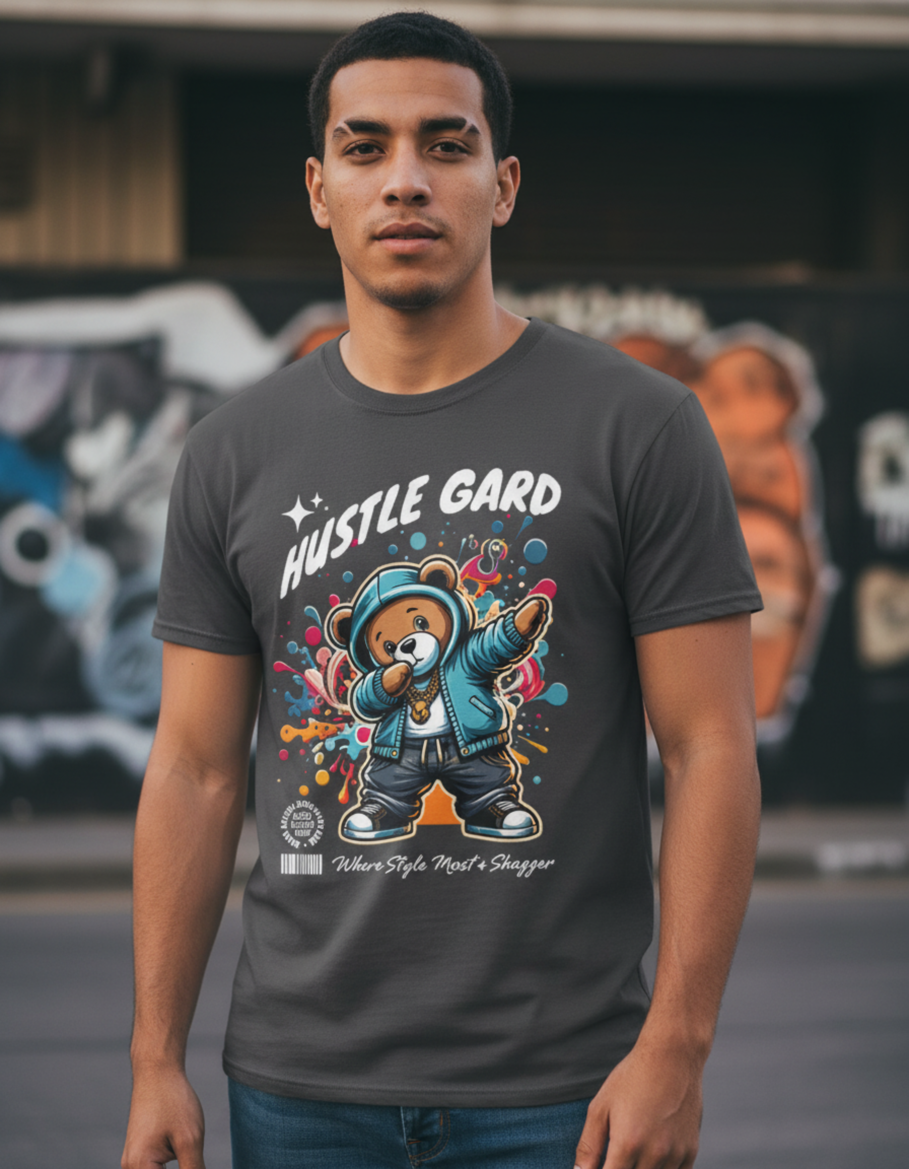 Hustle Gard Teddy Bear Graphic T-Shirt