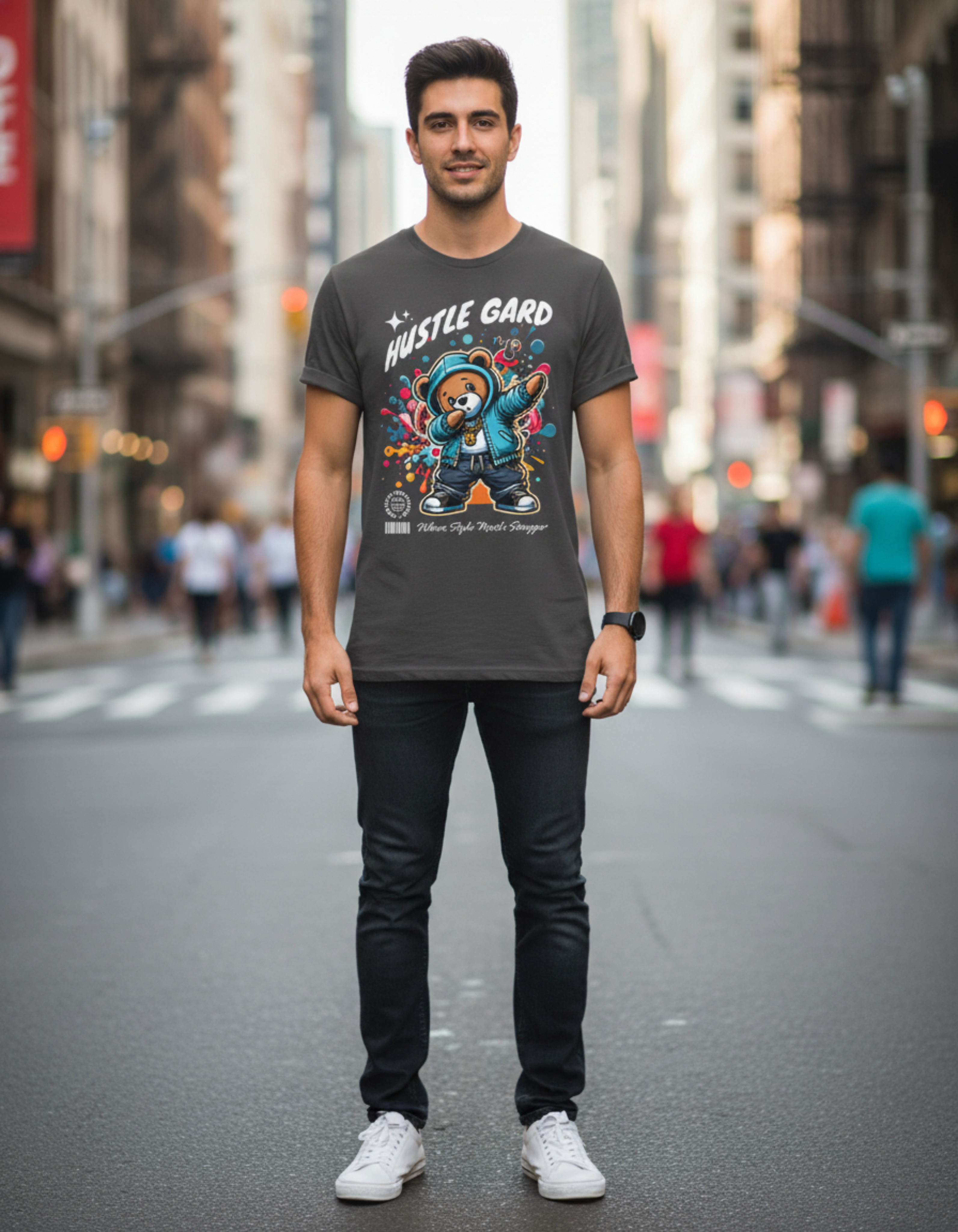 Hustle Gard Teddy Bear Graphic T-Shirt product thumbnail image
