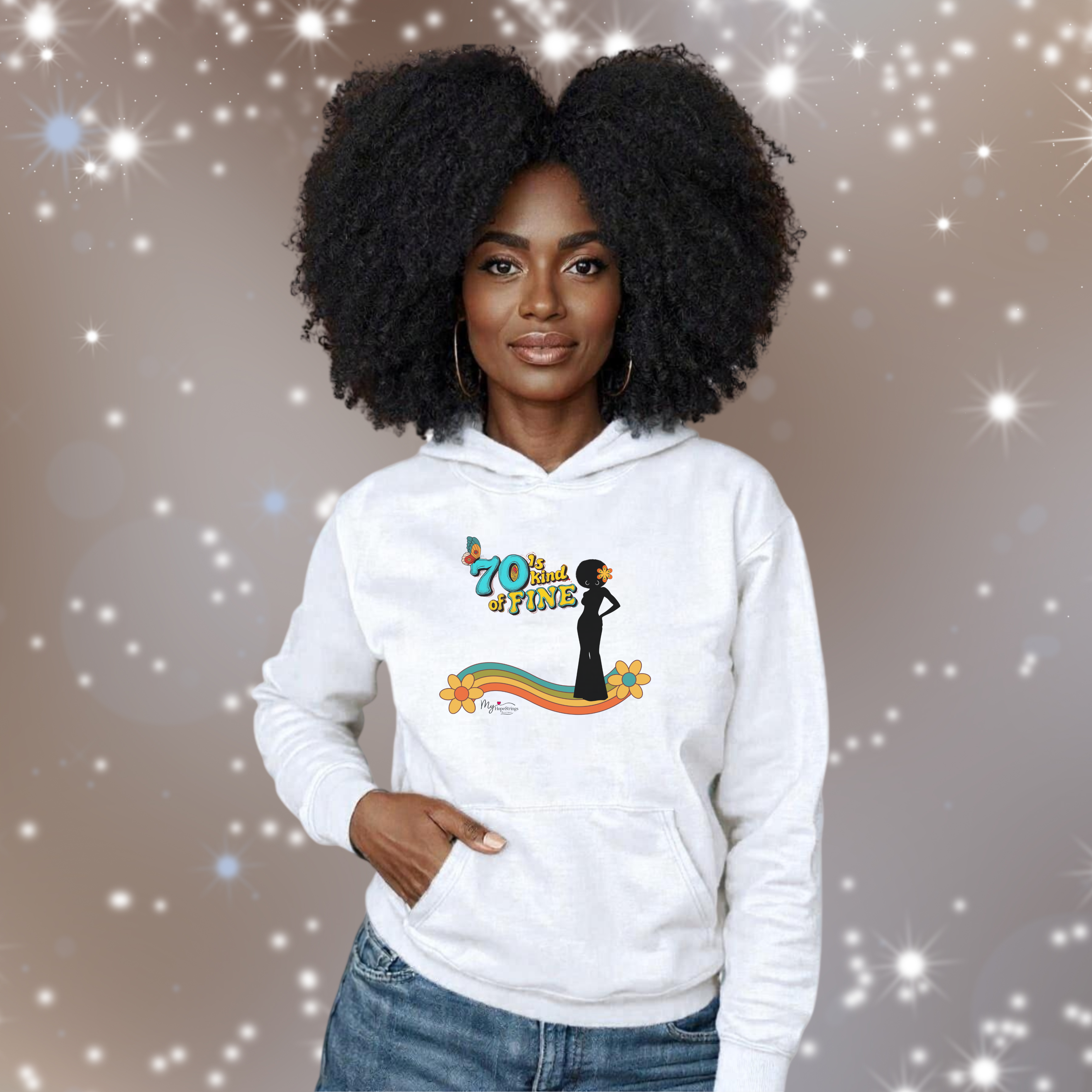 “70s Kind of Fine Retro Afro Woman Hoodie – Vibrant Rainbow Swirl | Gildan 18500 Unisex Hoodie” “70s Kind of Fine Retro Afro Woman Hoodie – Vibrant Rainbow Swirl | Gildan 18500 Unisex Hoodie”
