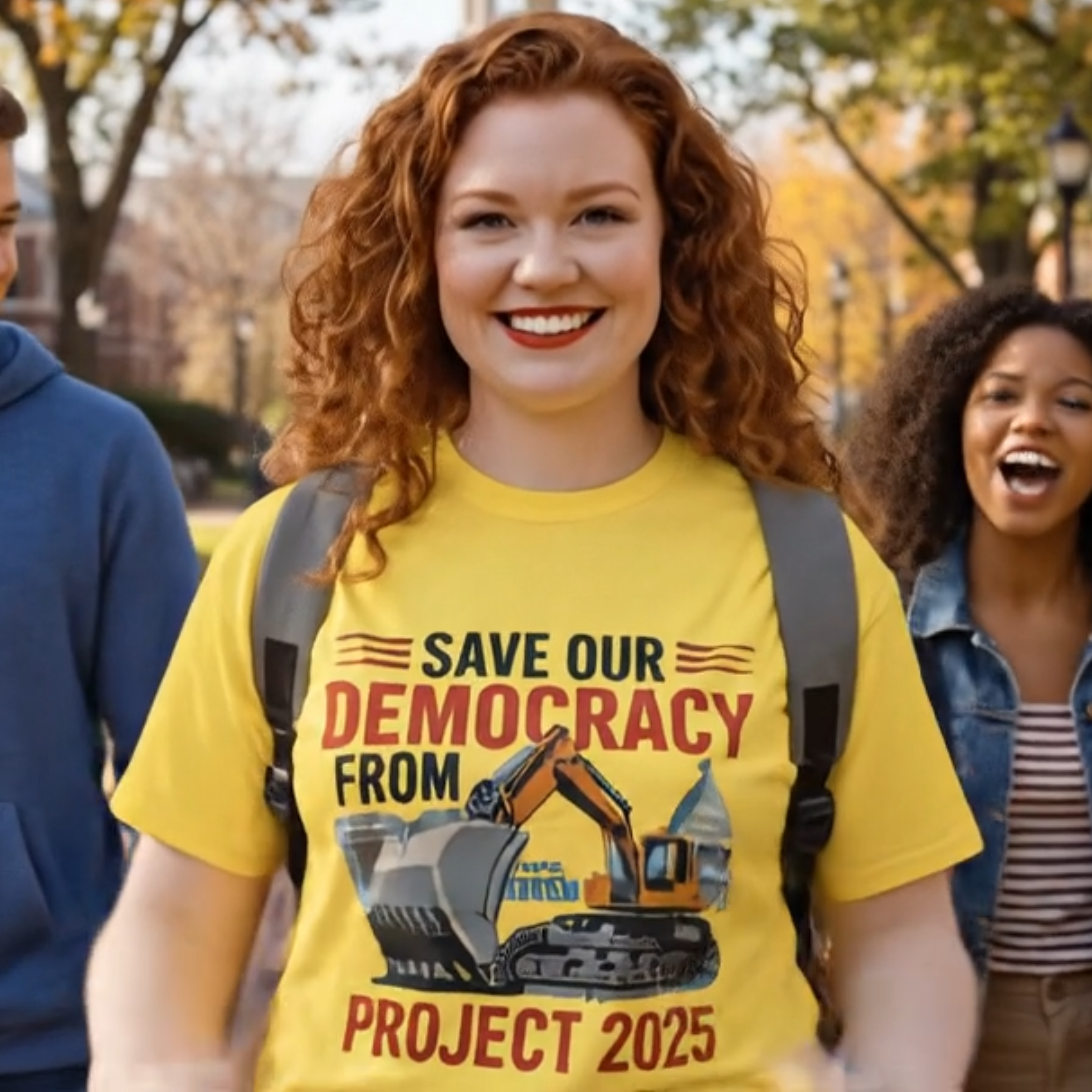 Save Our Democracy From  Project 2025 Protest Tee Excavator and Capitol Graphic product thumbnail image