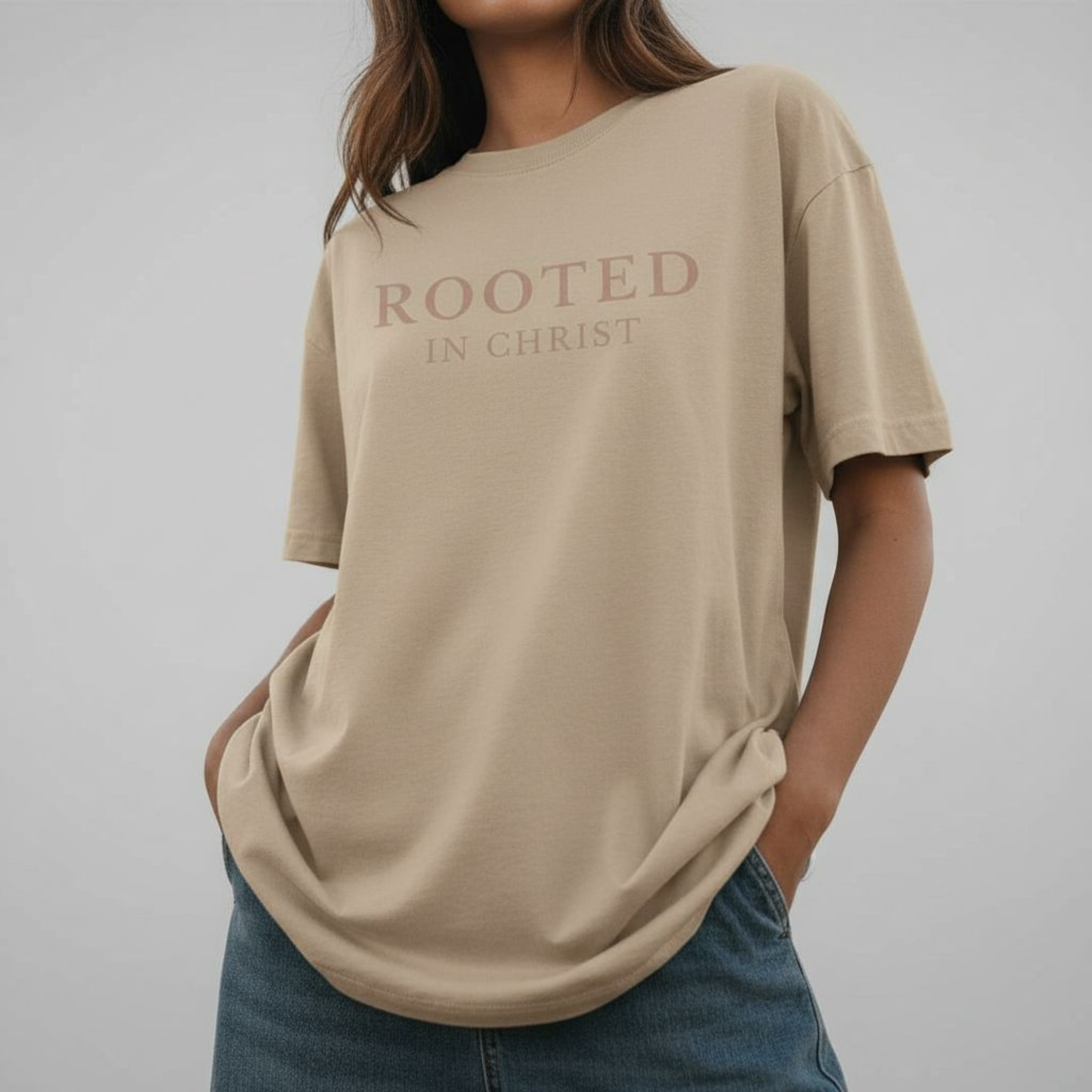 Monochromatic Rooted in Christ - Unisex Tee Monochromatic Rooted in Christ - Unisex Tee