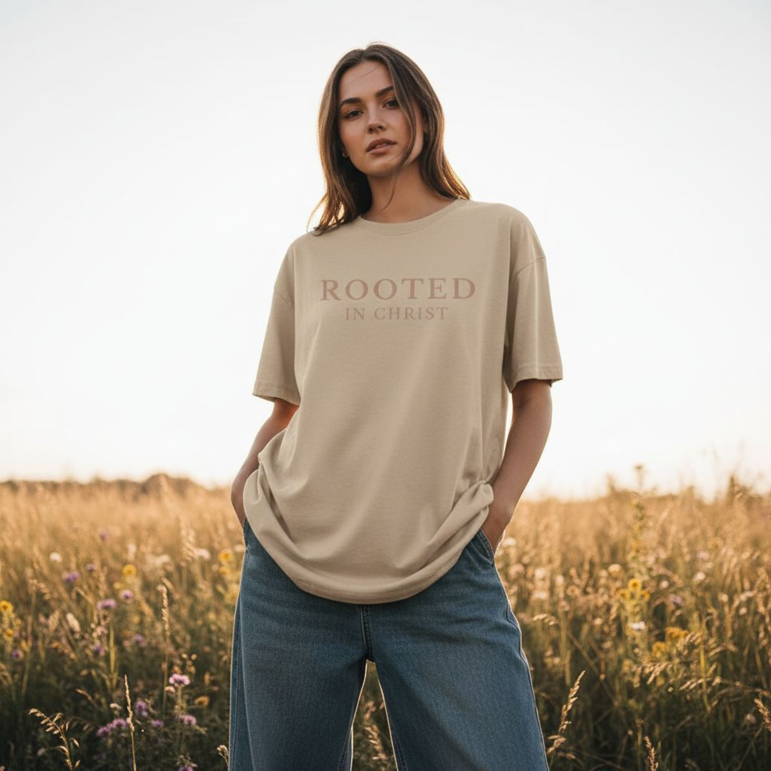 Monochromatic Rooted in Christ - Unisex Tee   product thumbnail image